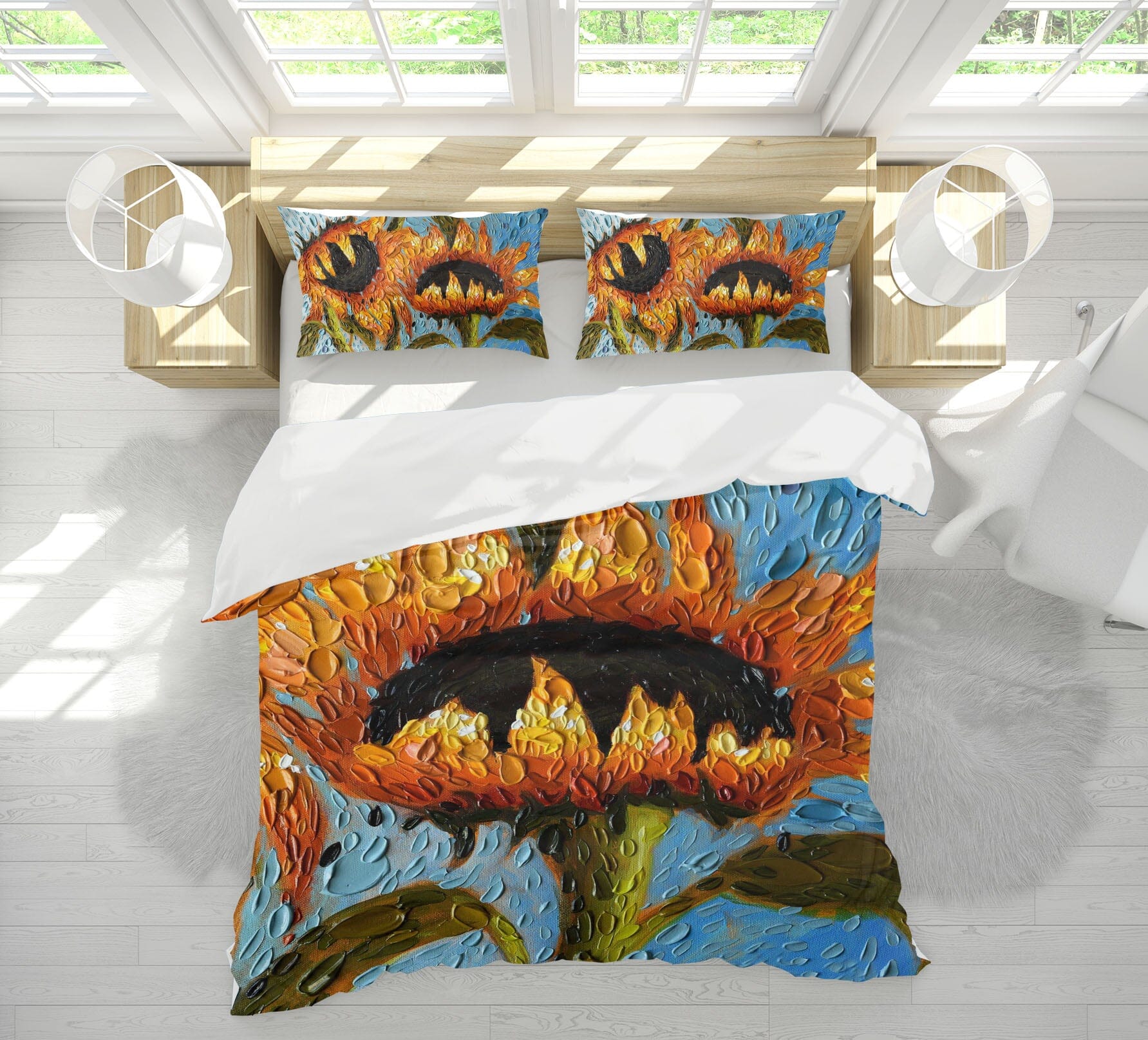 3D Serenity Sunflowers 2118 Dena Tollefson bedding Bed Pillowcases Quilt Quiet Covers AJ Creativity Home 