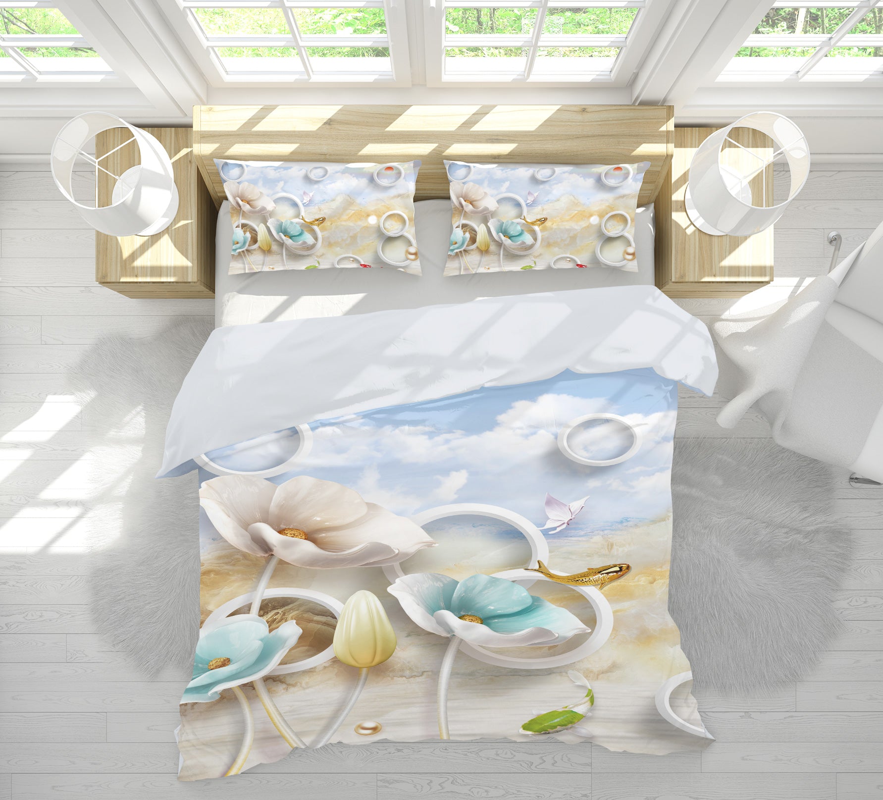 3D Flower Fish 13033 Bed Pillowcases Quilt