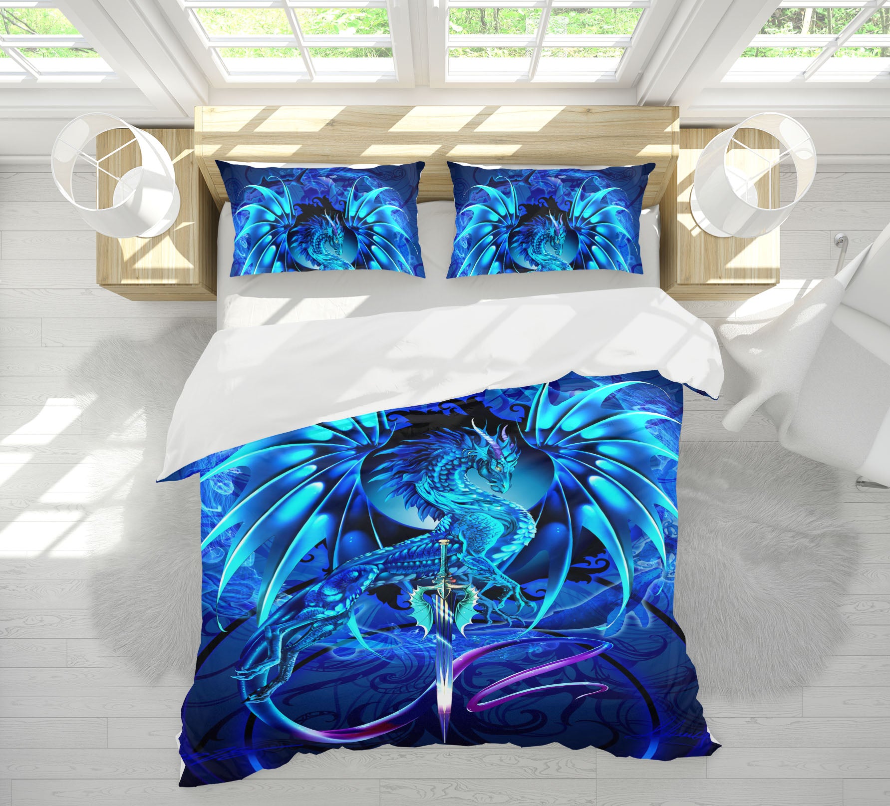 3D Blue Dragon 8325 Ruth Thompson Bedding Bed Pillowcases Quilt Cover Duvet Cover