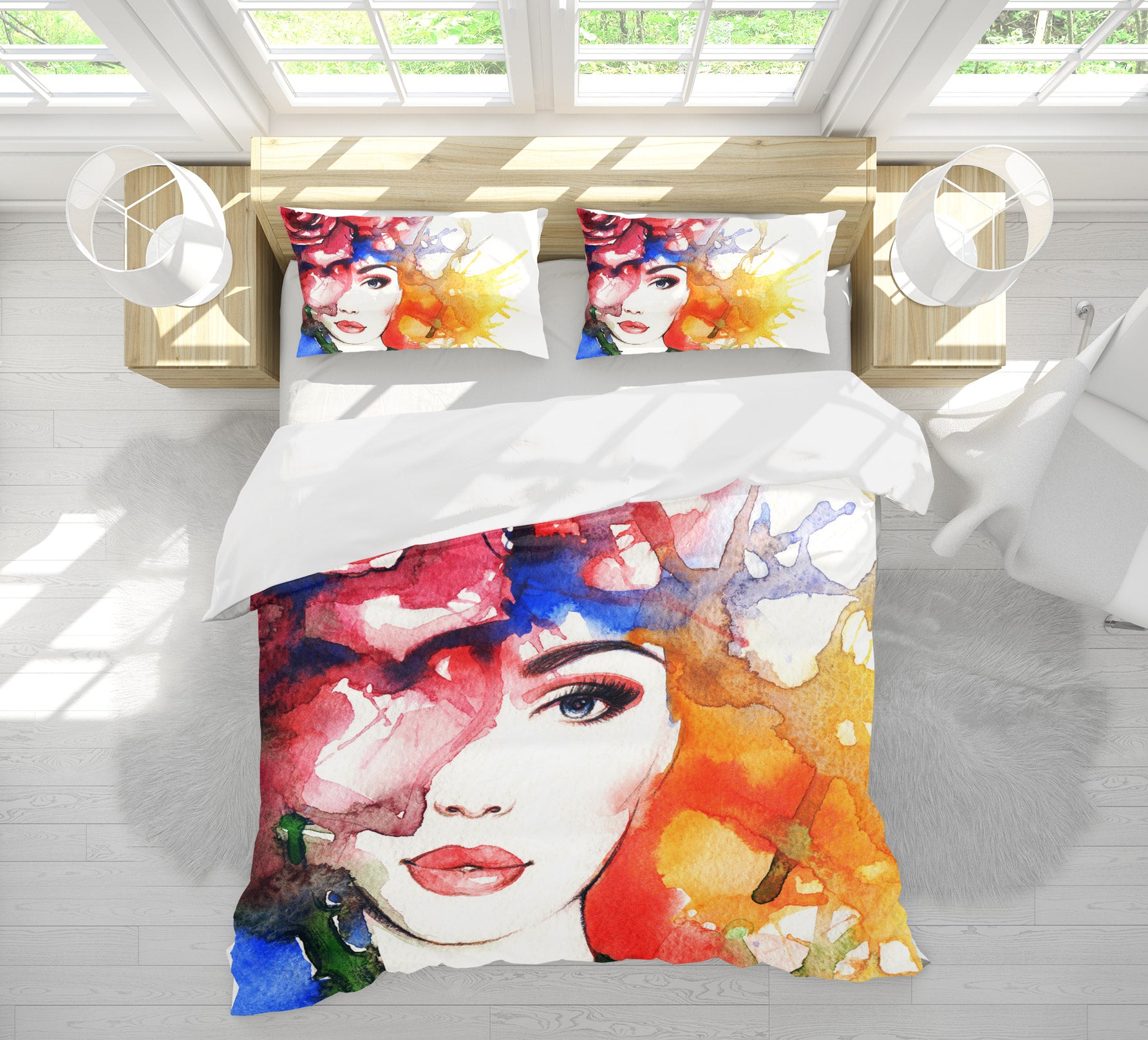 3D Watercolor Star 013 Bed Pillowcases Quilt