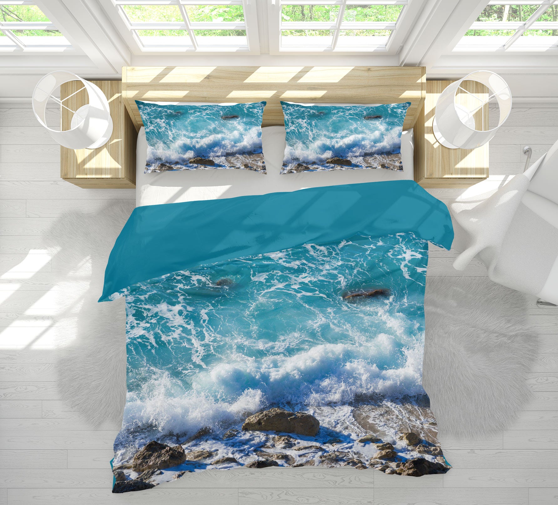 3D Waves 15101 Bed Pillowcases Quilt