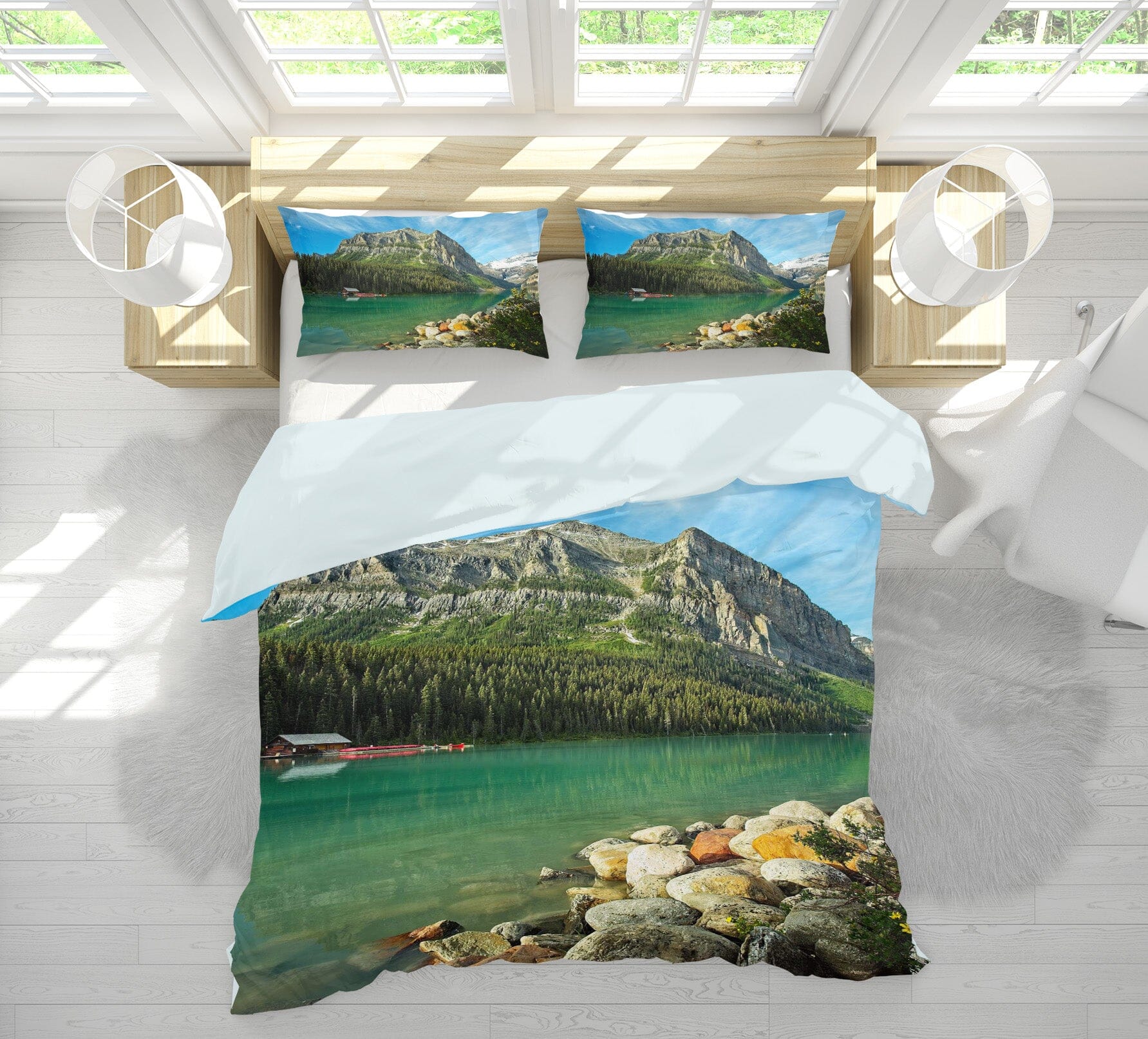 3D Lake Louise Wildflowers 2117 Kathy Barefield Bedding Bed Pillowcases Quilt Quiet Covers AJ Creativity Home 