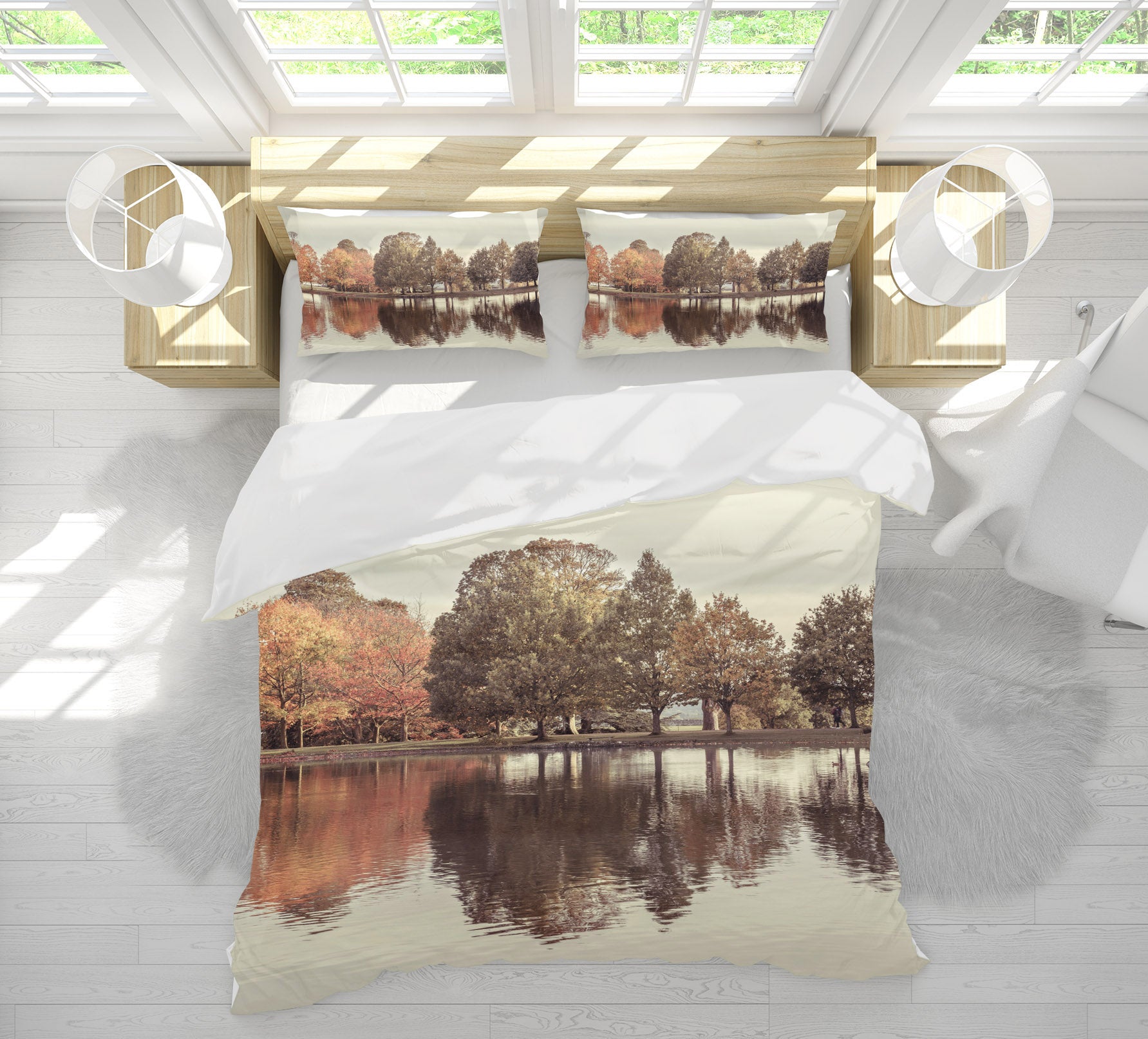 3D Lake Tree Shadow 8656 Assaf Frank Bedding Bed Pillowcases Quilt