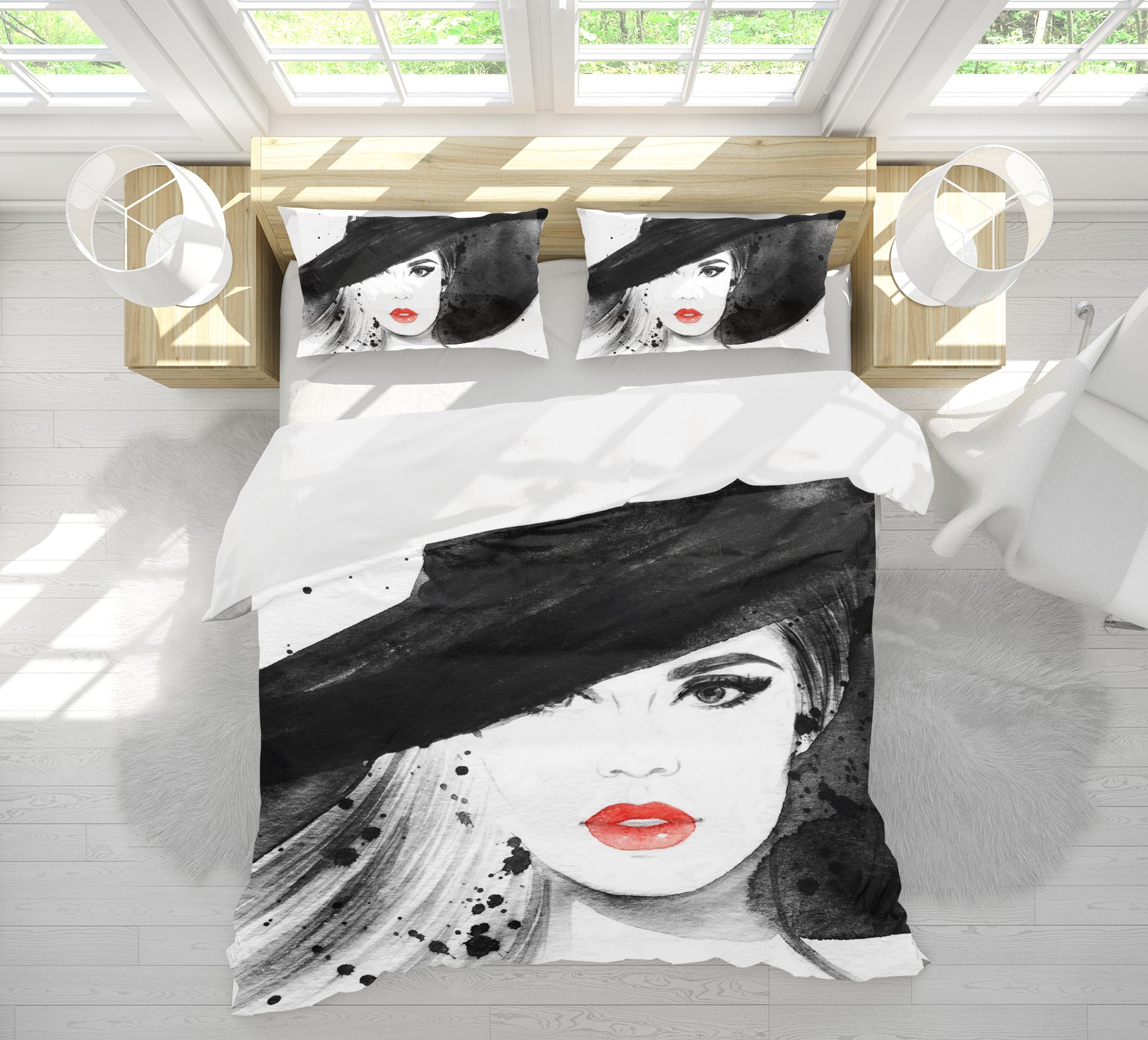 3D Black Hat Lady 054 Bed Pillowcases Quilt
