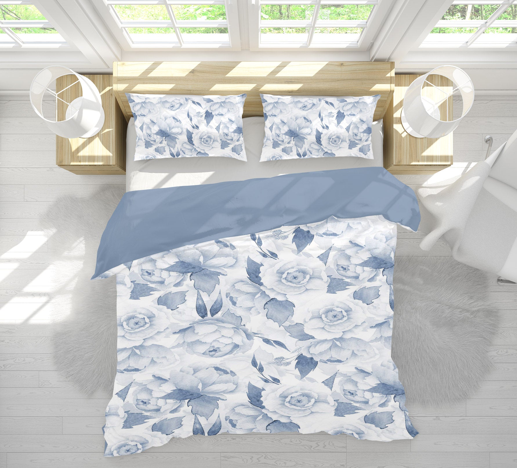 3D Blue Flower 18197 Uta Naumann Bedding Bed Pillowcases Quilt