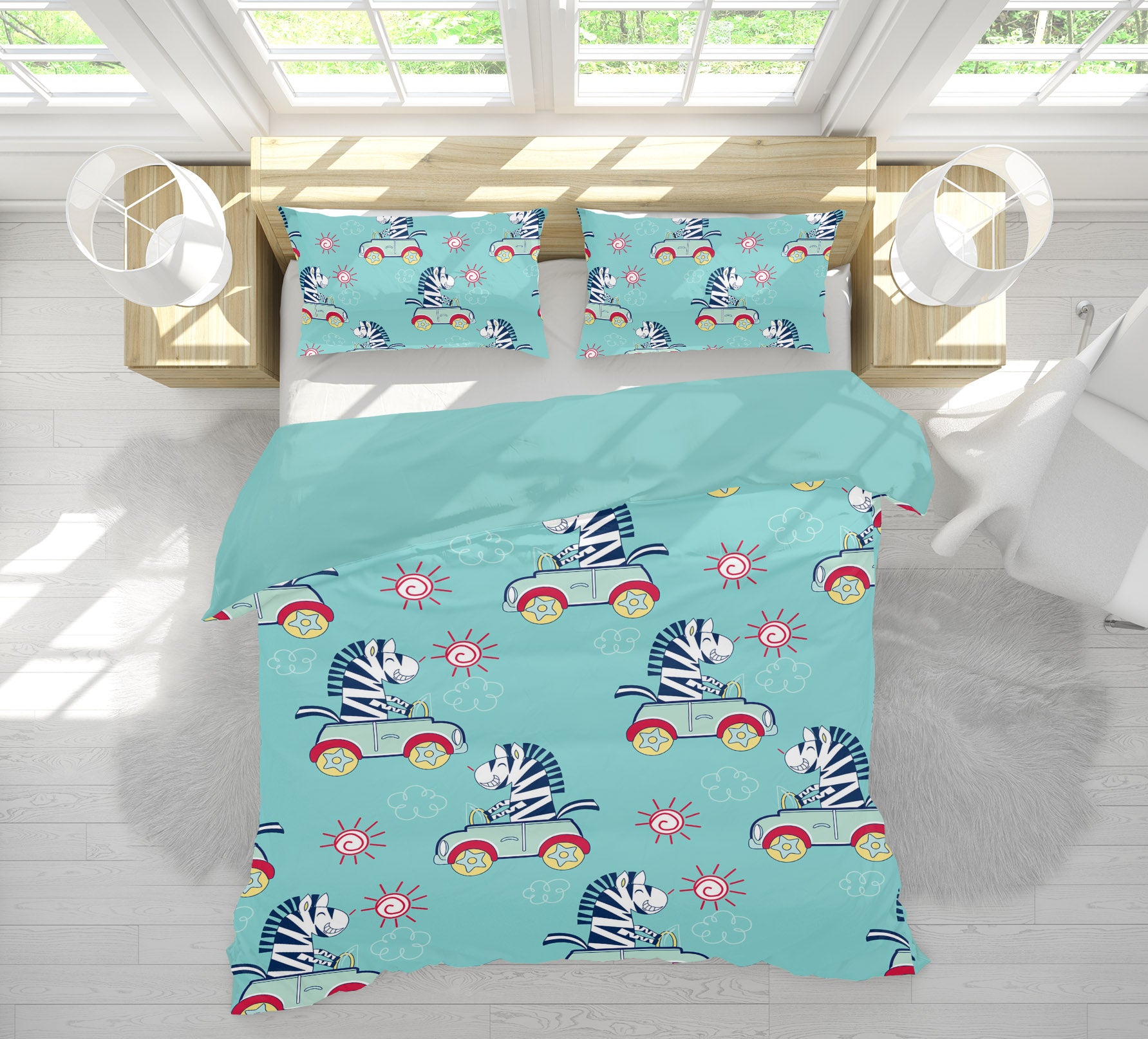 3D Car Zebra 61090 Bed Pillowcases Quilt