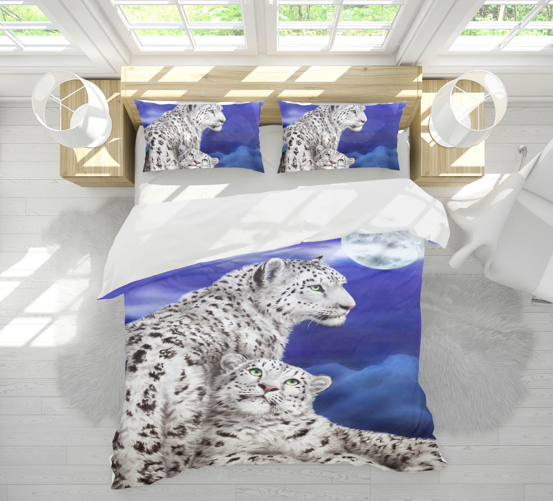 3D White Tiger Moon 5945 Kayomi Harai Bedding Bed Pillowcases Quilt Cover Duvet Cover