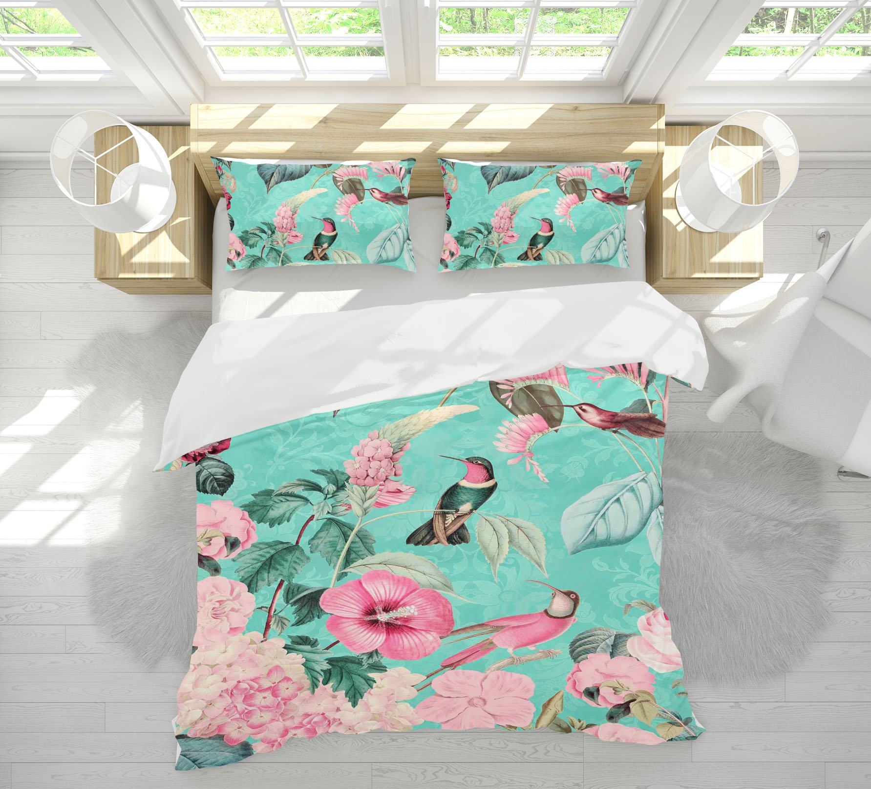 3D Bird Flowers 2120 Andrea haase Bedding Bed Pillowcases Quilt Quiet Covers AJ Creativity Home 