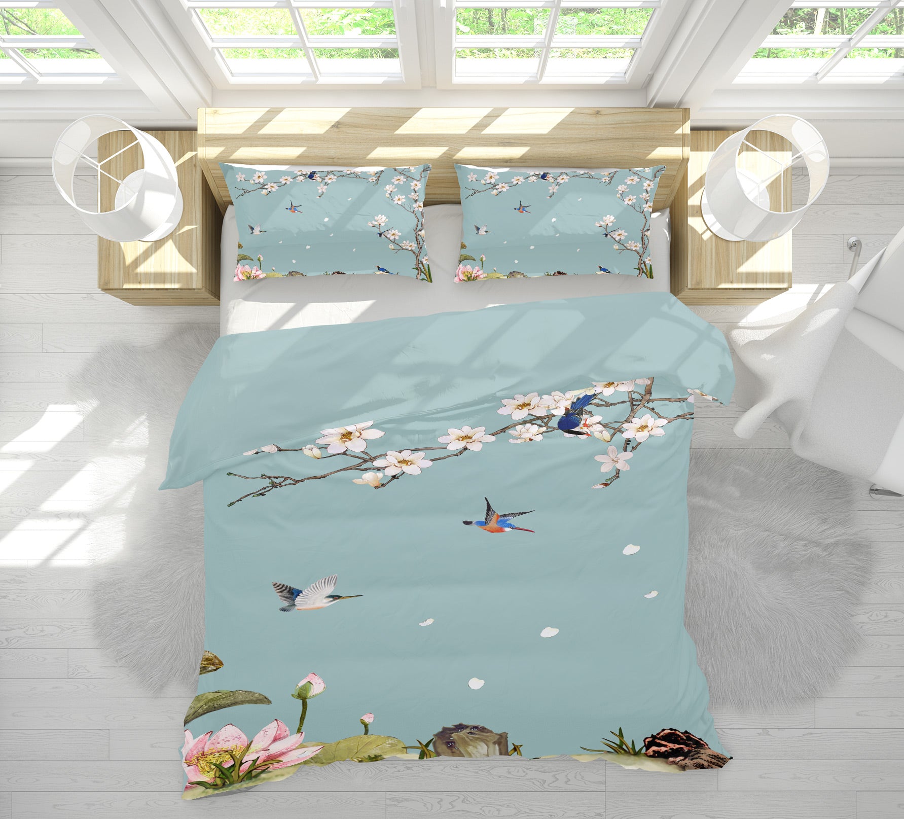 3D Flower Bird 12067 Bed Pillowcases Quilt