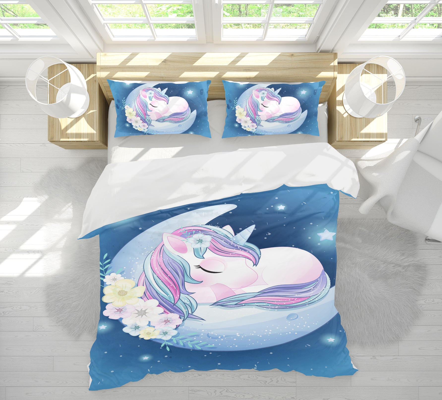 3D Moon Unicorn 59070 Bed Pillowcases Quilt