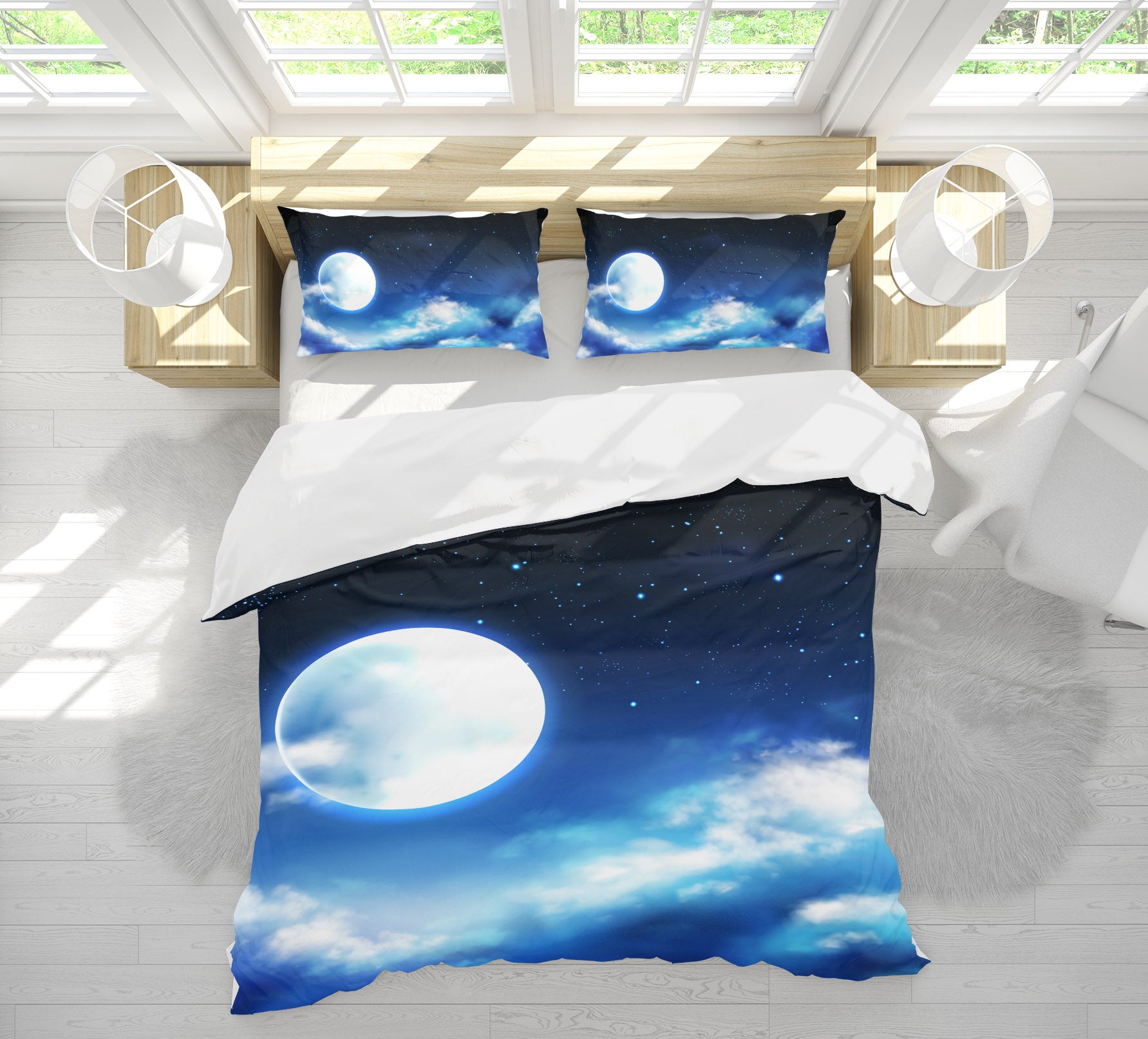 3D Moon Clouds 60211 Bed Pillowcases Quilt