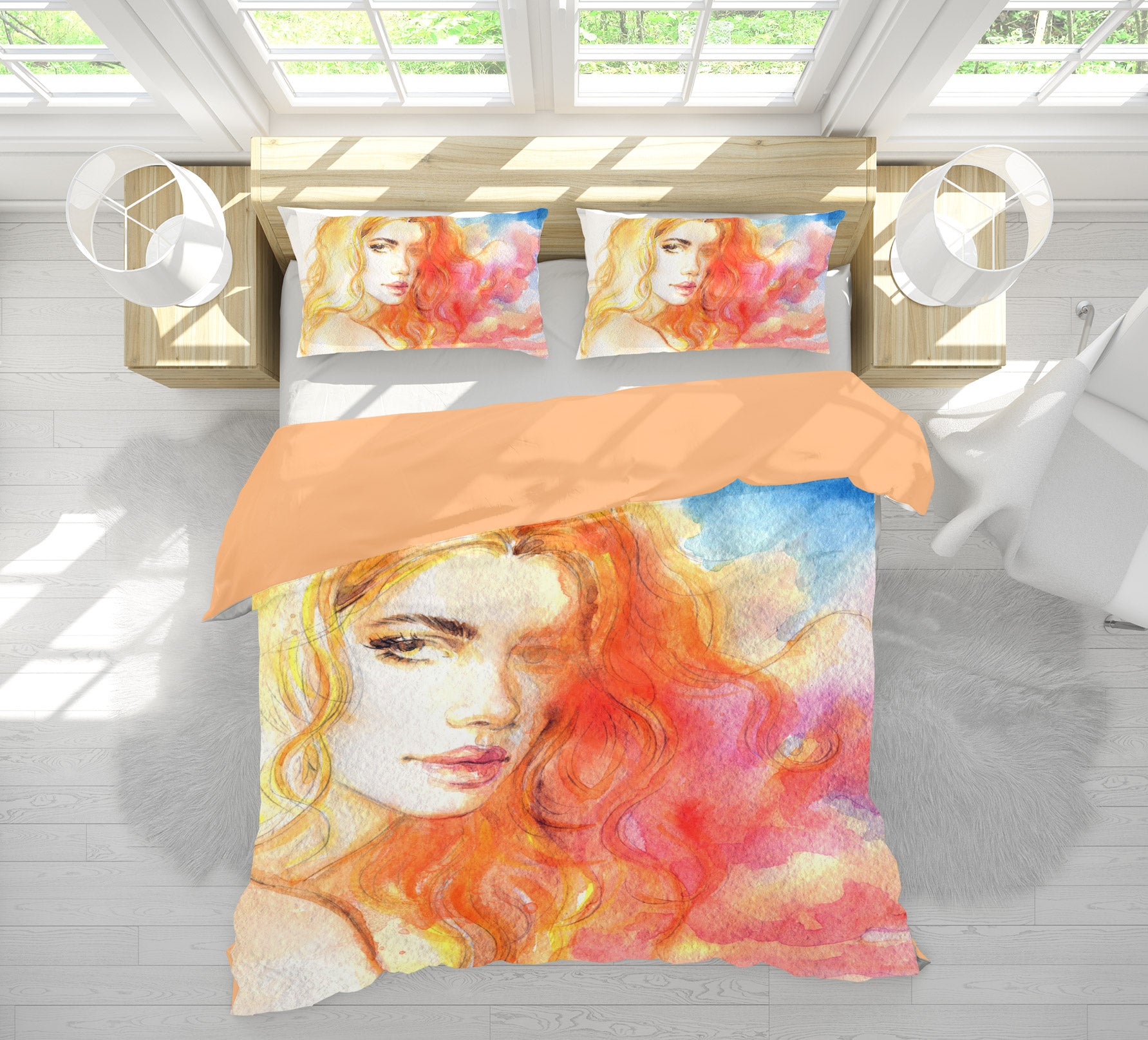 3D Yellow Hair Woman 058 Bed Pillowcases Quilt