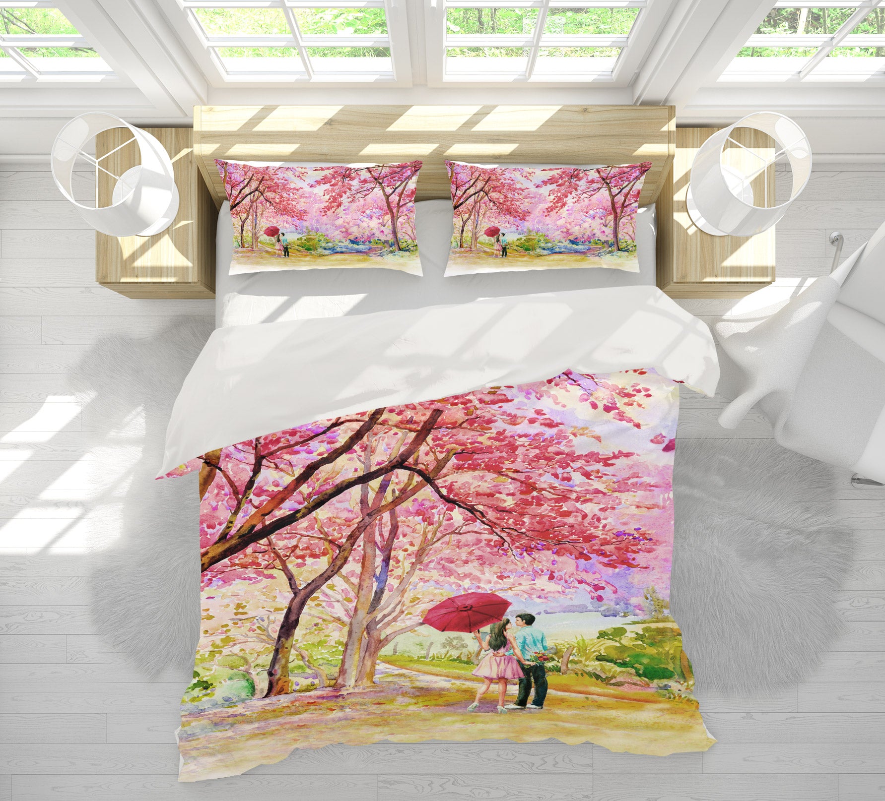 3D Pink Tree 13012 Bed Pillowcases Quilt