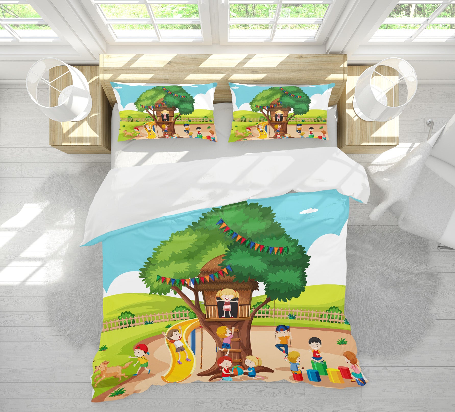 3D Big Tree Child 19161 Bed Pillowcases Quilt