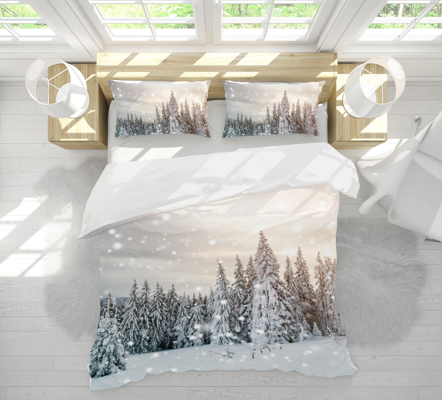 3D Snow Mountain Tree 61129 Bed Pillowcases Quilt