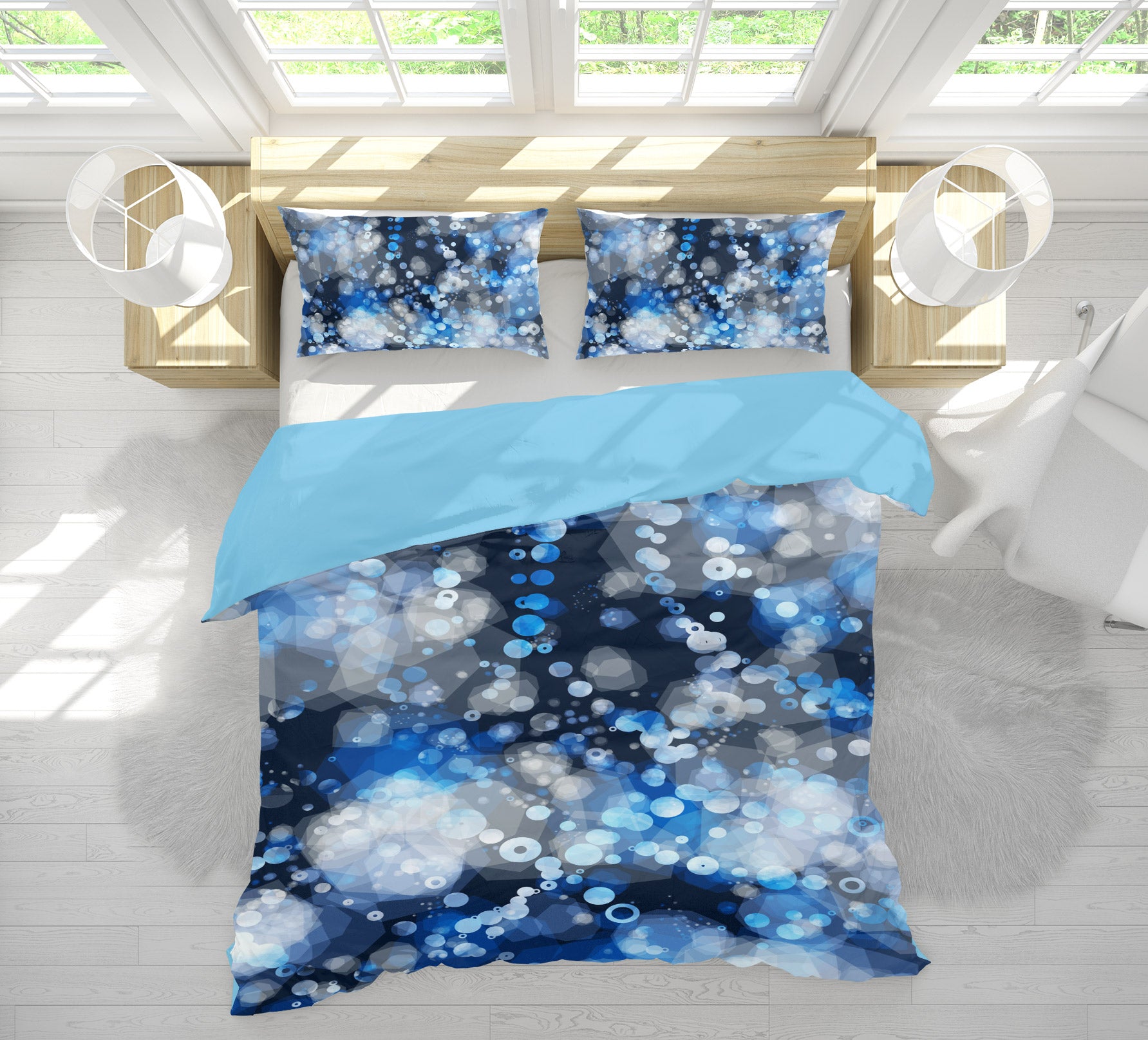 3D Blue Circle 14074 Bed Pillowcases Quilt
