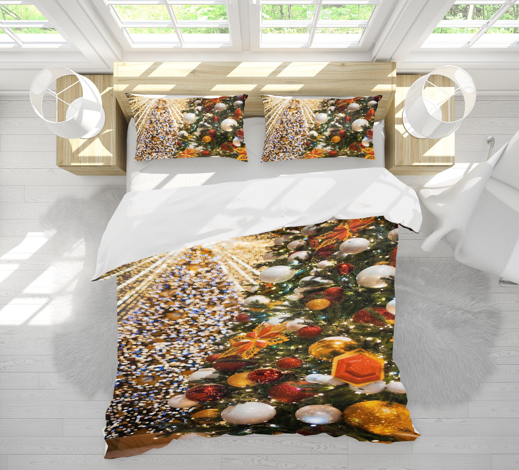 3D Tree Light Ball 51154 Christmas Quilt Duvet Cover Xmas Bed Pillowcases