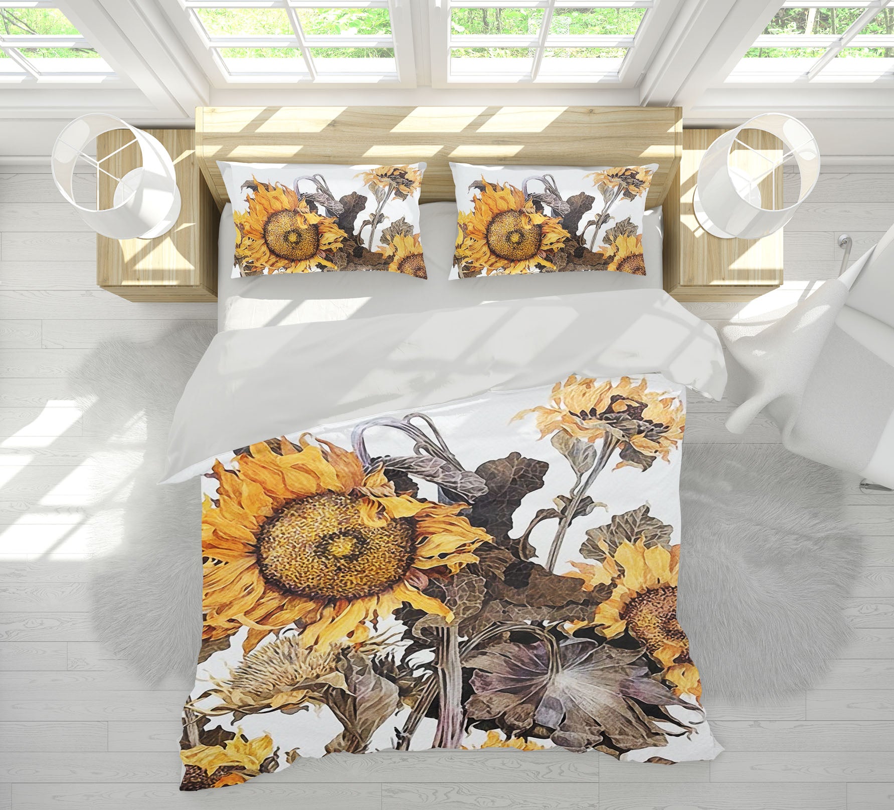 3D Sunflower 12139 Bed Pillowcases Quilt