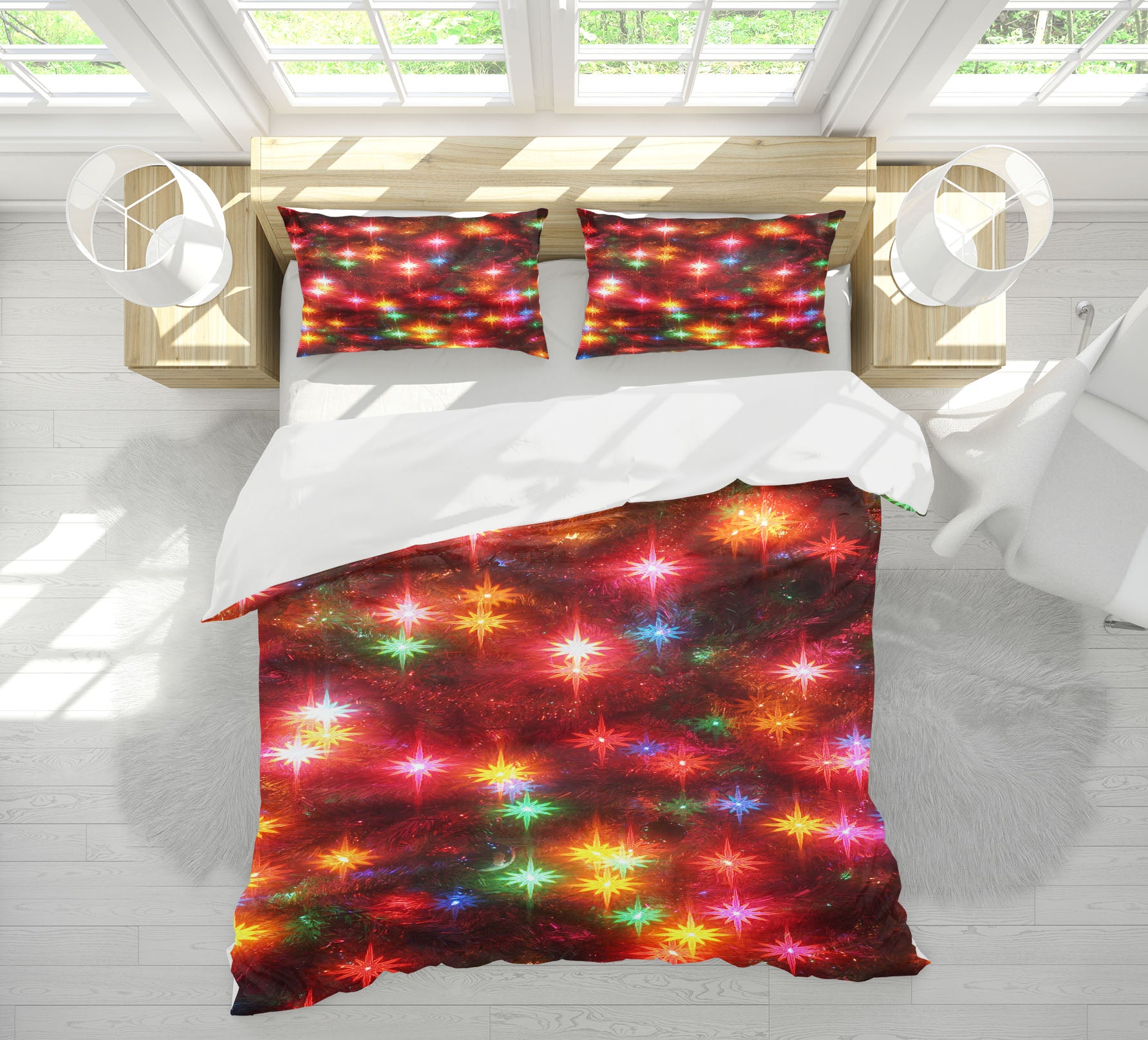 3D Colorful Starlight 51066 Christmas Quilt Duvet Cover Xmas Bed Pillowcases