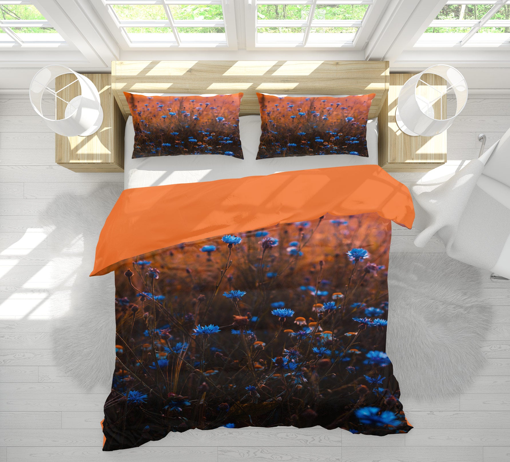 3D Blue Flower 12225 Bed Pillowcases Quilt