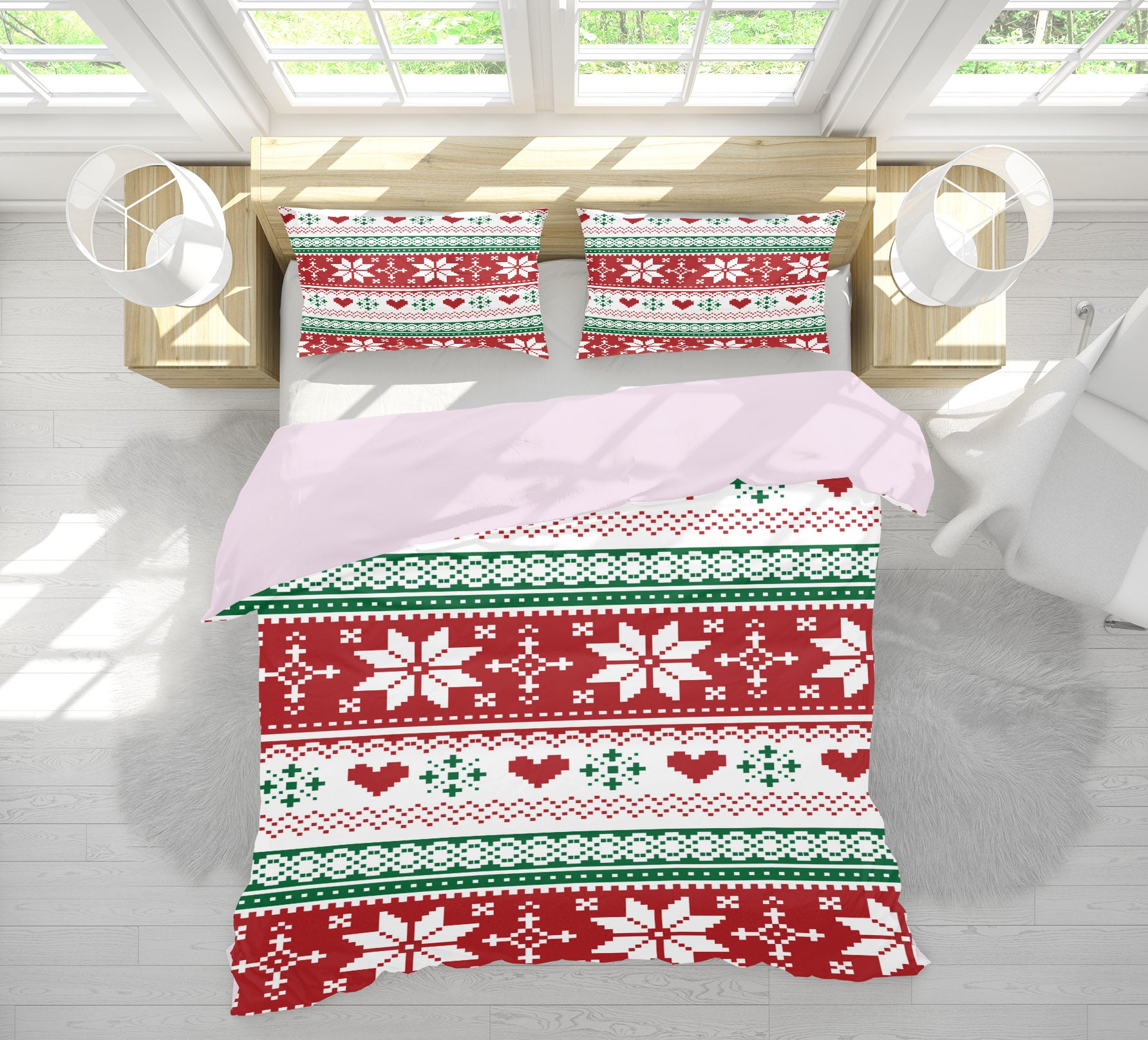 3D Snowflake Pattern 51153 Christmas Quilt Duvet Cover Xmas Bed Pillowcases