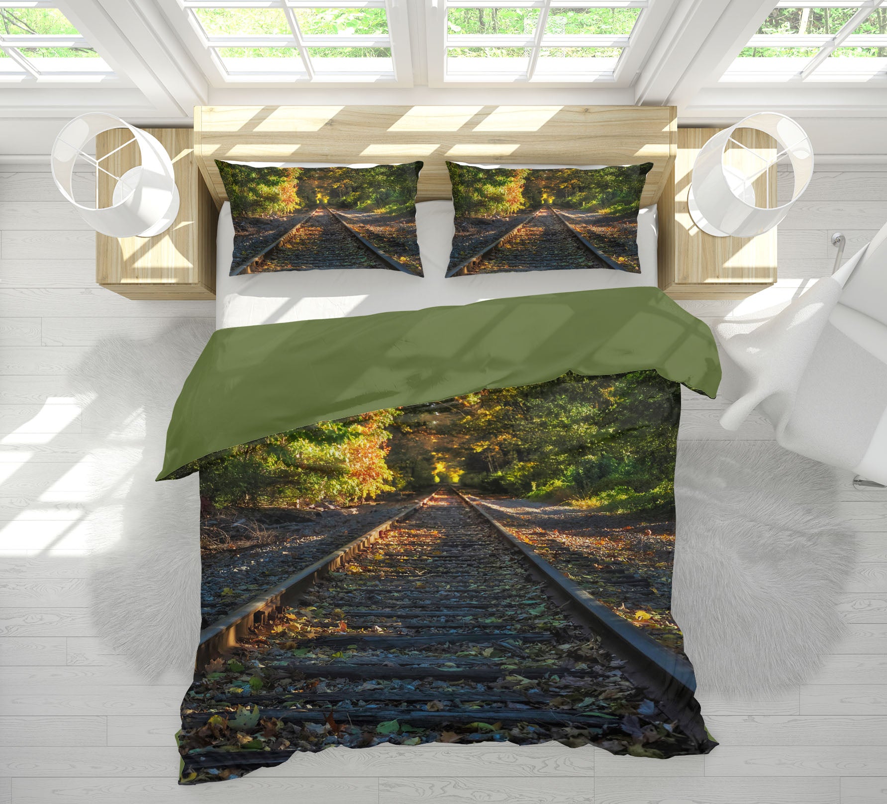 3D Railway Forest 1030 Jerry LoFaro bedding Bed Pillowcases Quilt