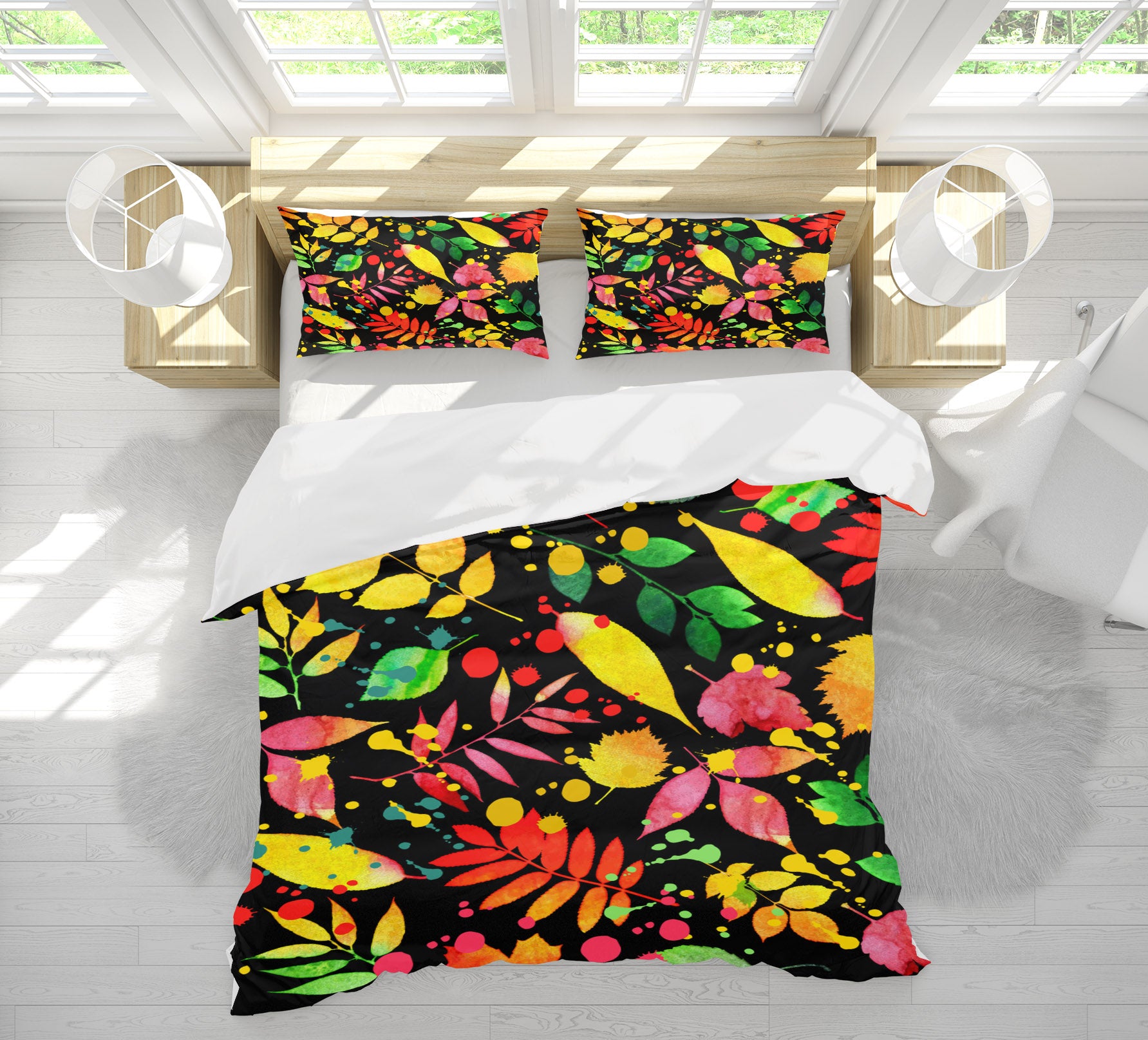 3D Colored Leaves 60161 Bed Pillowcases Quilt