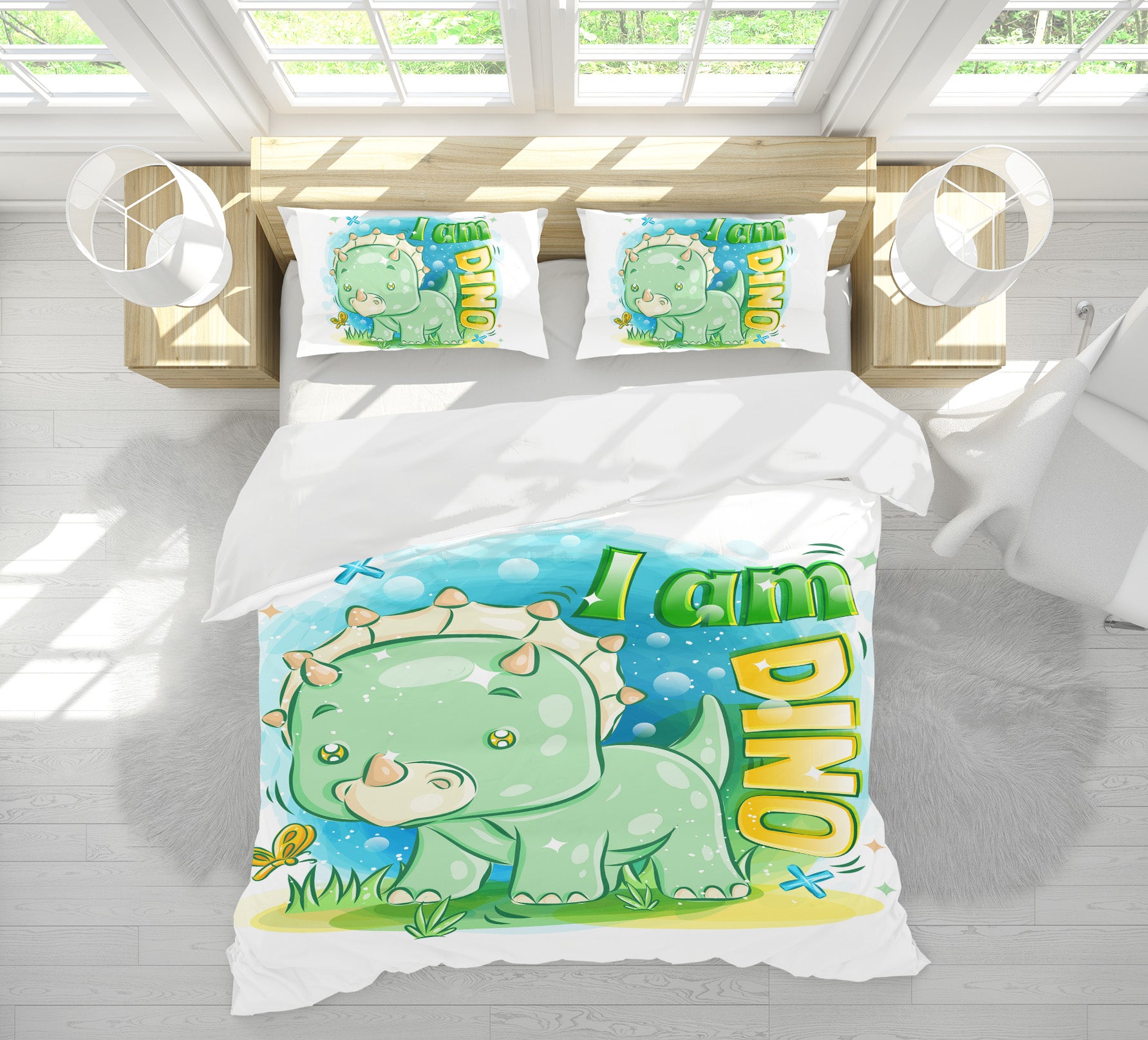 3D Cartoon Little Dinosaur 59018 Bed Pillowcases Quilt
