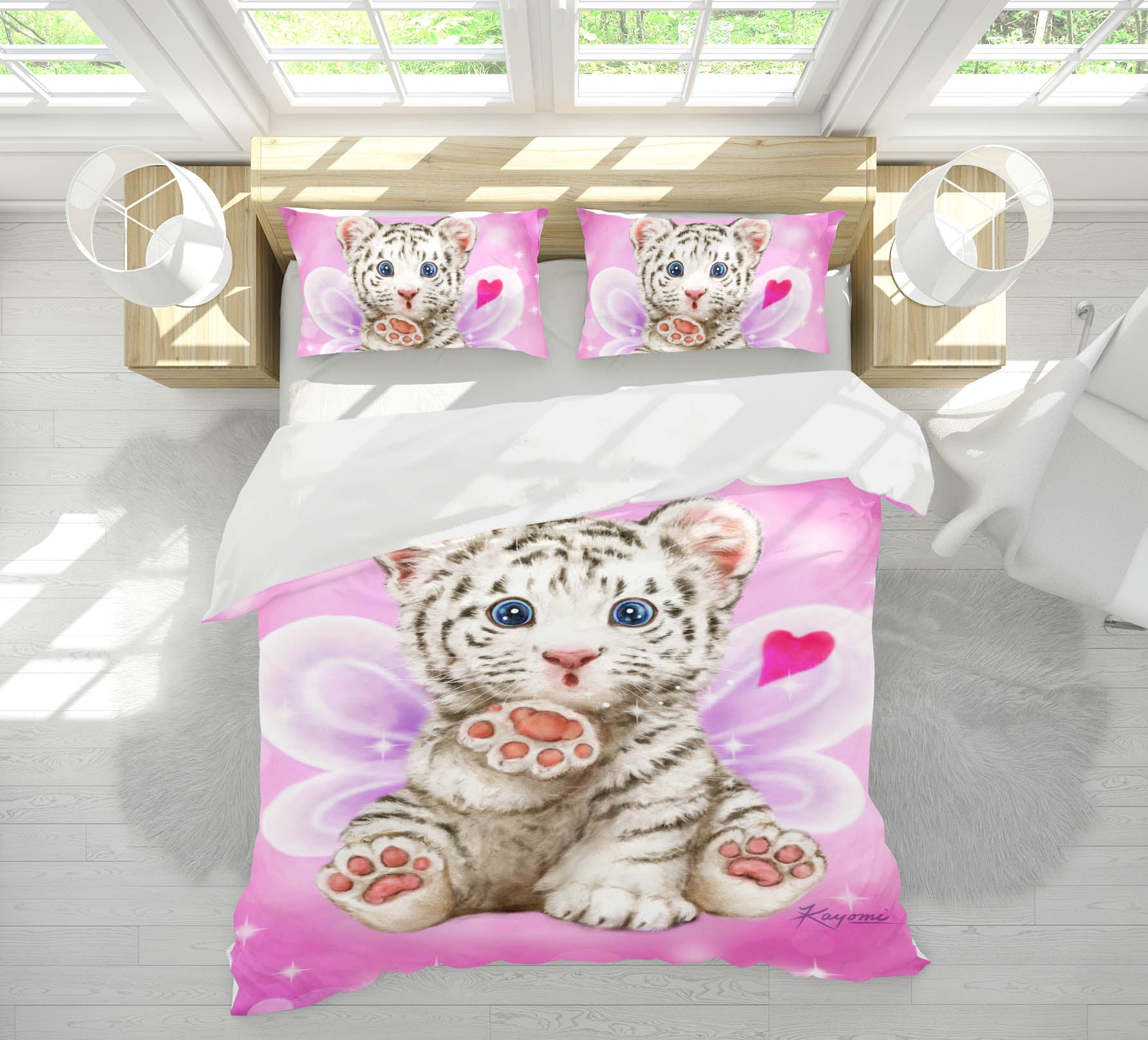 3D Love Wings Tiger 5866 Kayomi Harai Bedding Bed Pillowcases Quilt Cover Duvet Cover