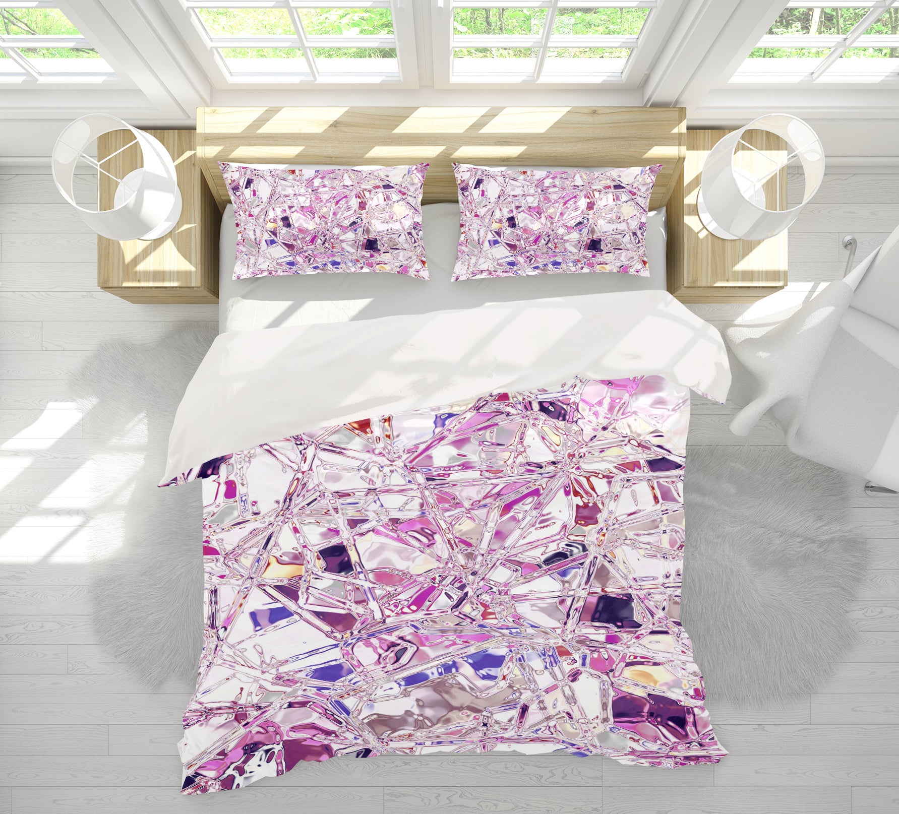3D Purple Shards 13193 Bed Pillowcases Quilt