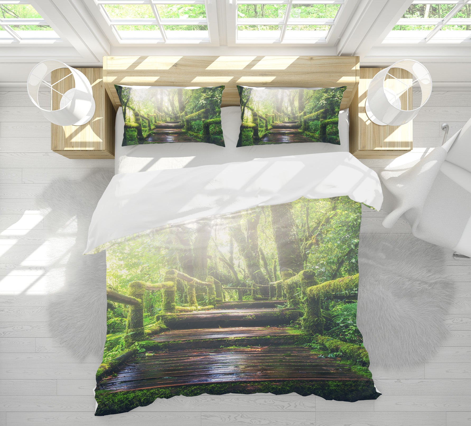 3D Tree Bridge 19174 Bed Pillowcases Quilt
