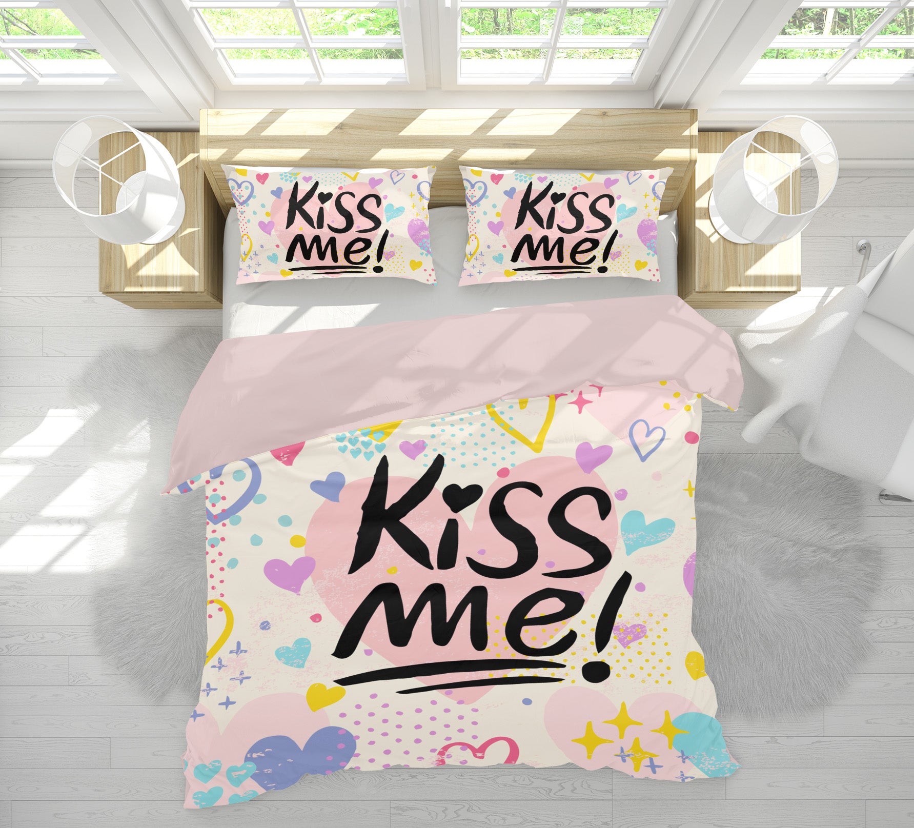 3D Color Heart 63189 Bed Pillowcases Quilt
