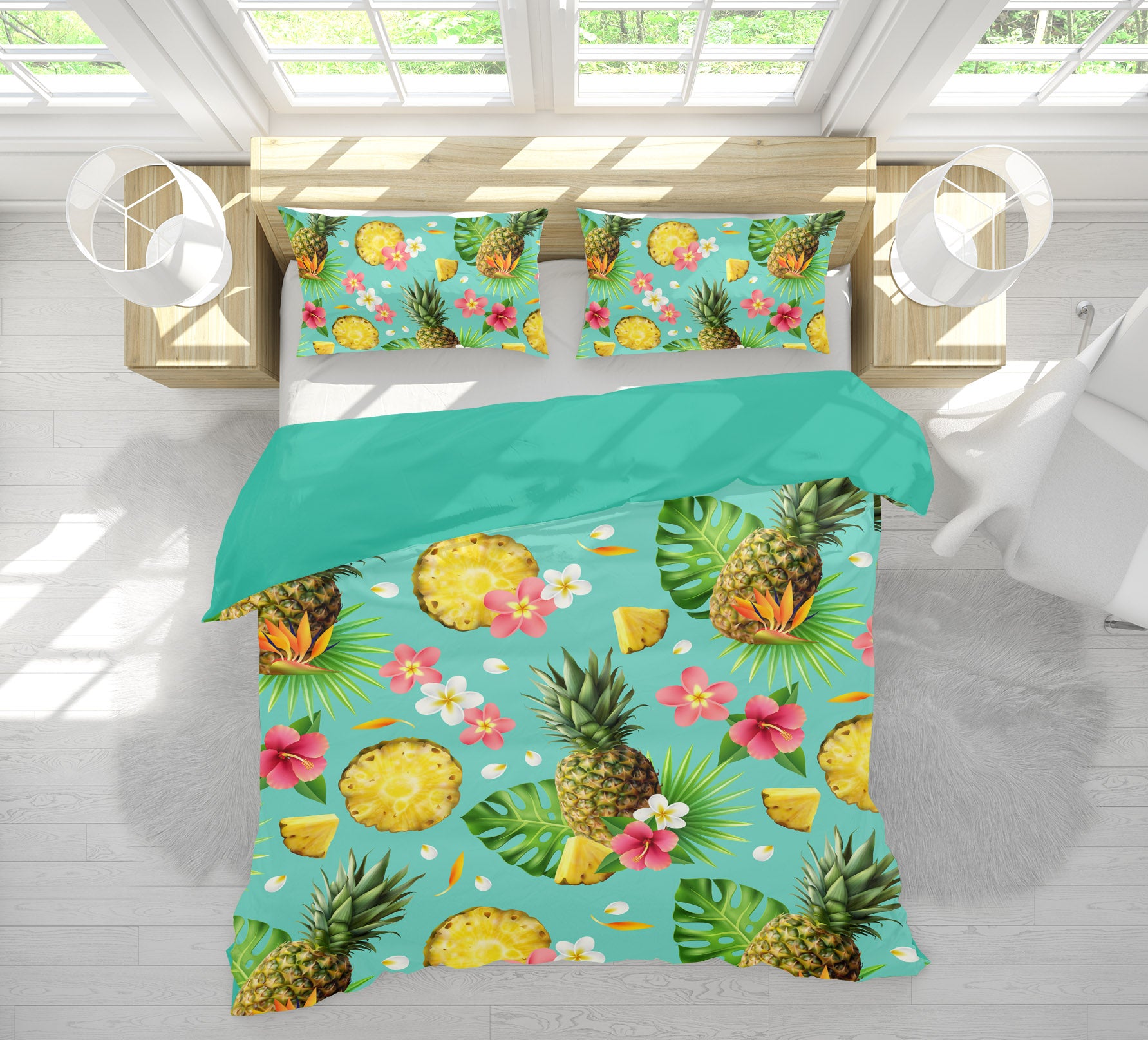 3D Pineapple Flower 61087 Bed Pillowcases Quilt