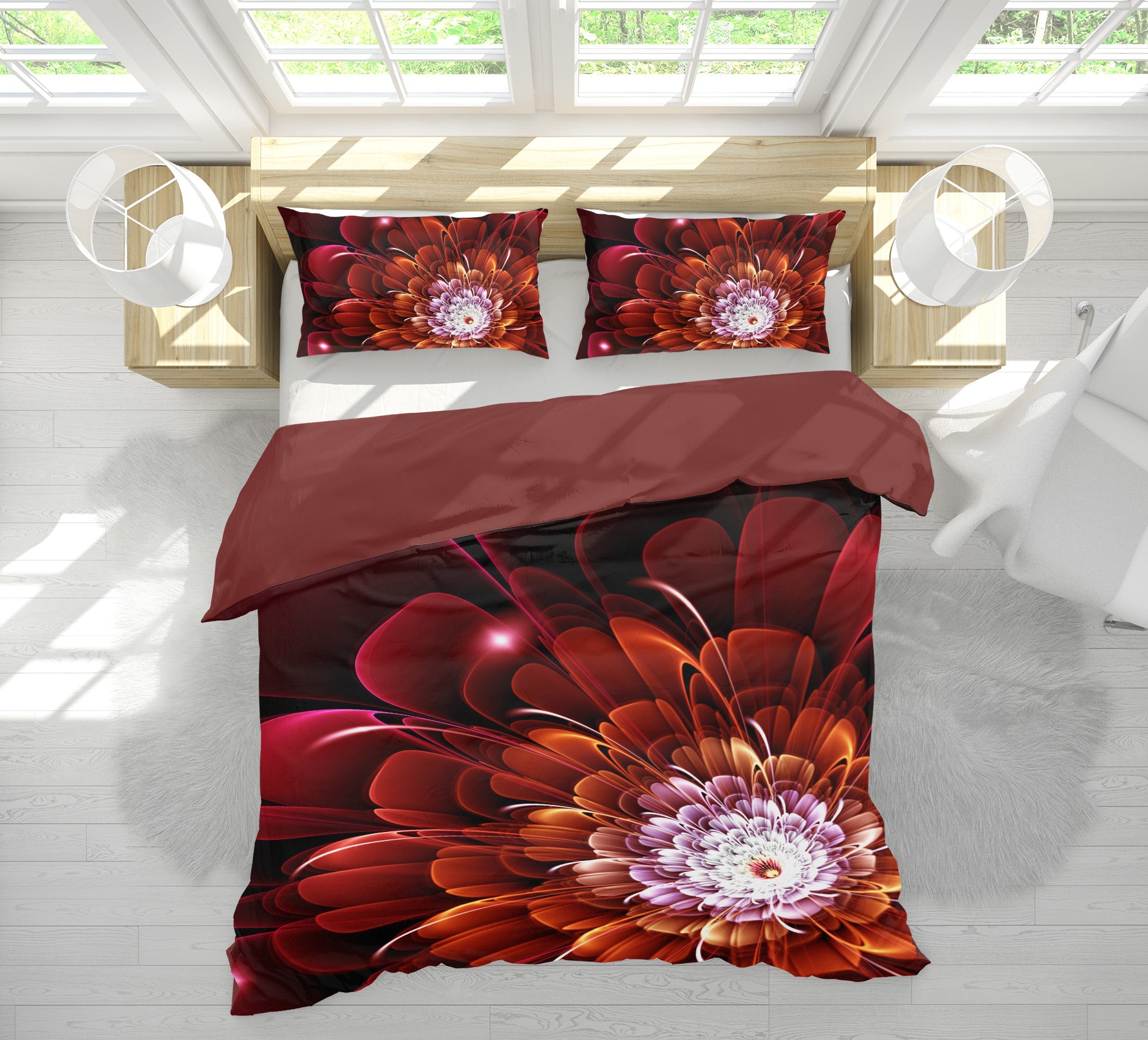 3D Red Flowers 12192 Bed Pillowcases Quilt