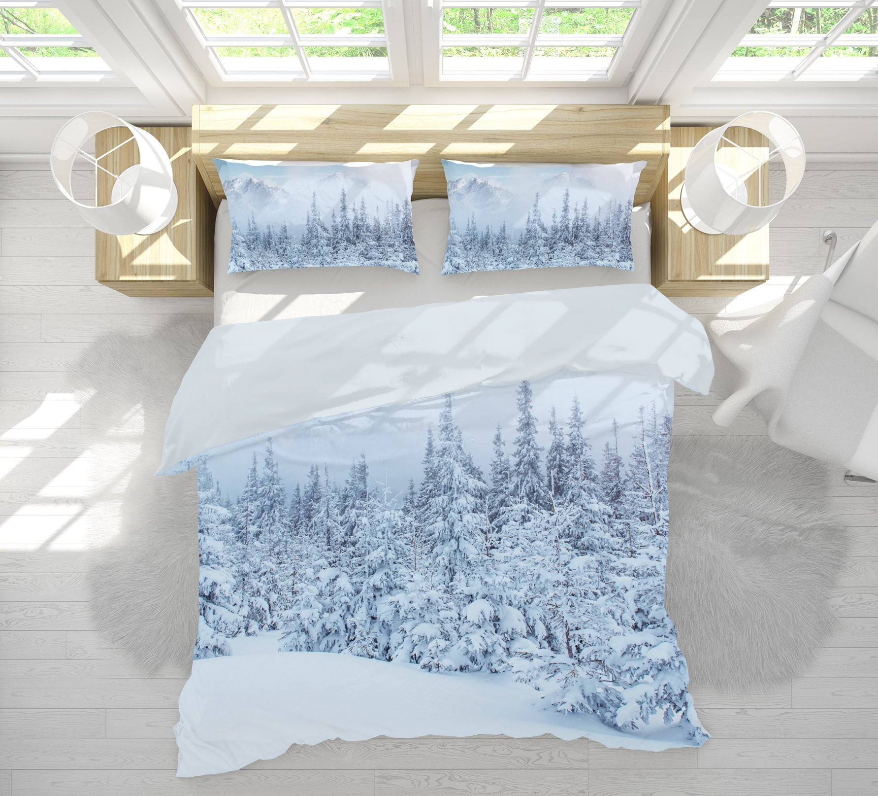 3D Snow Tree 63185 Bed Pillowcases Quilt