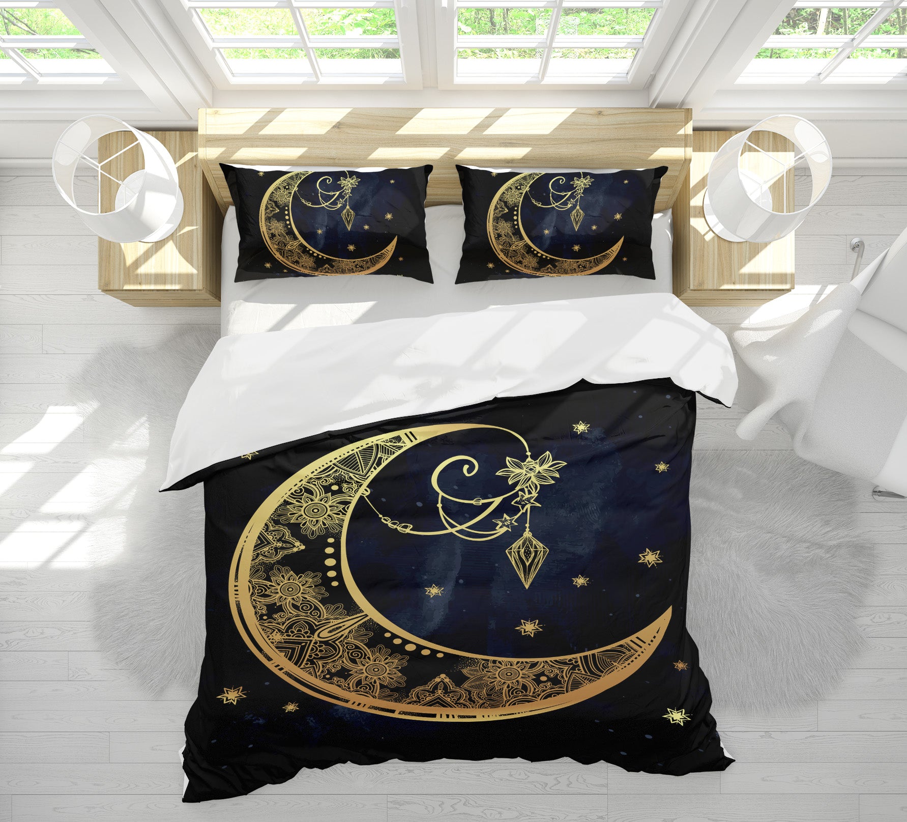 3D Golden Moon 59078 Bed Pillowcases Quilt