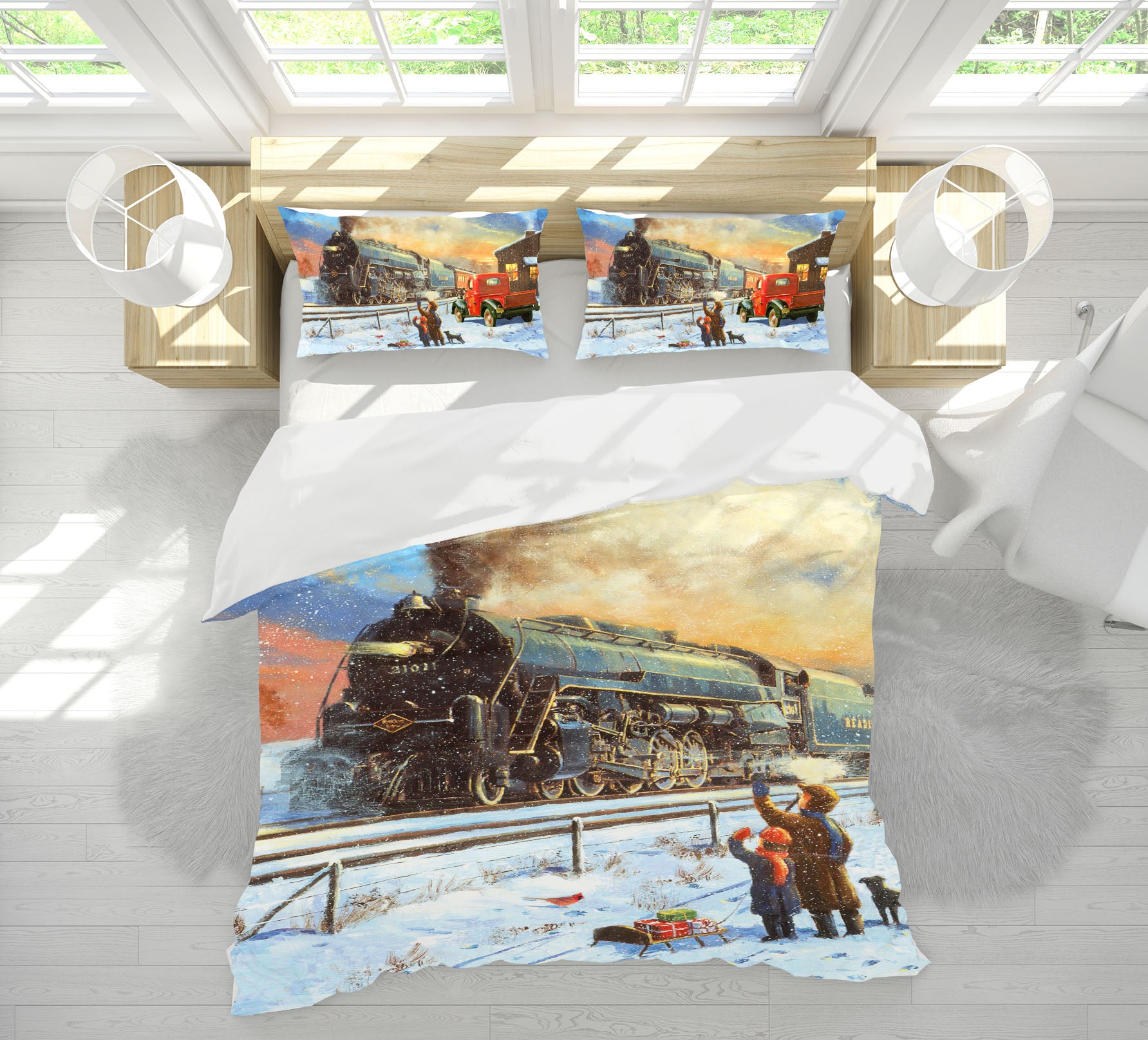 3D Train 12523 Kevin Walsh Bedding Bed Pillowcases Quilt