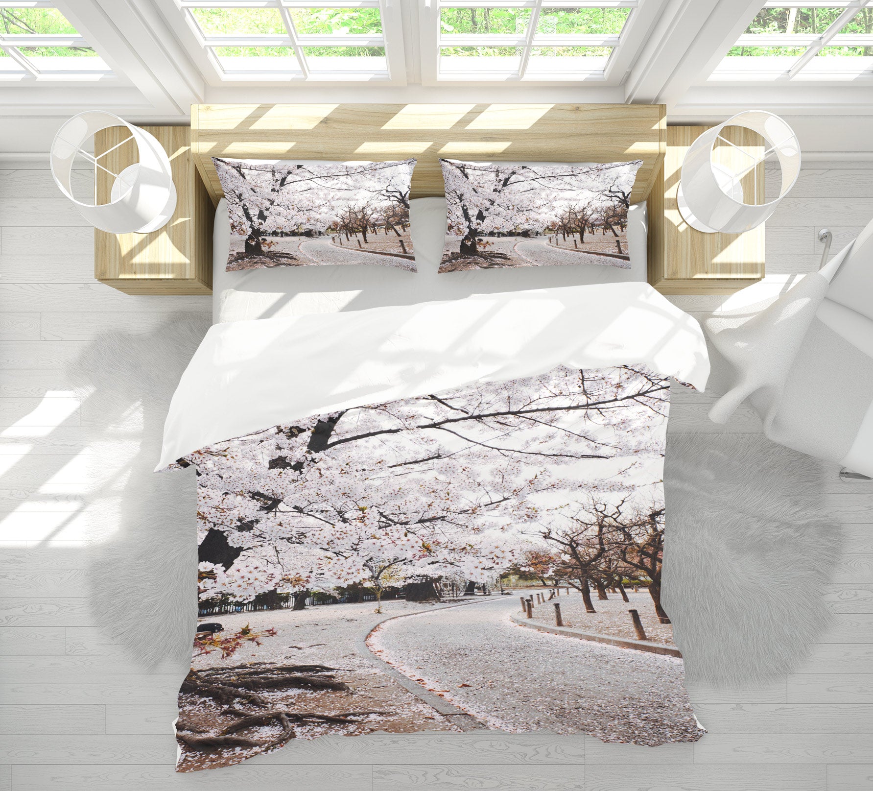 3D Sakura Street 12224 Bed Pillowcases Quilt