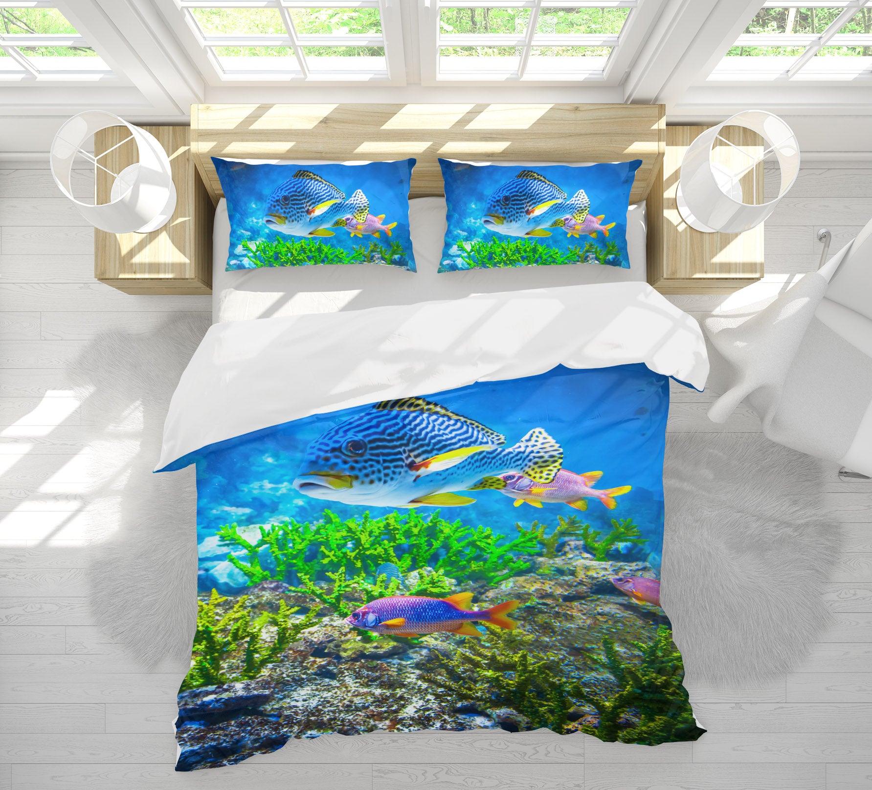 3D Sea Bottom Fish 61132 Bed Pillowcases Quilt