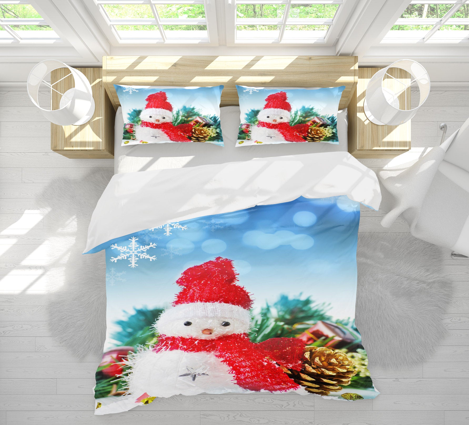 3D Snowman Doll 51079 Christmas Quilt Duvet Cover Xmas Bed Pillowcases