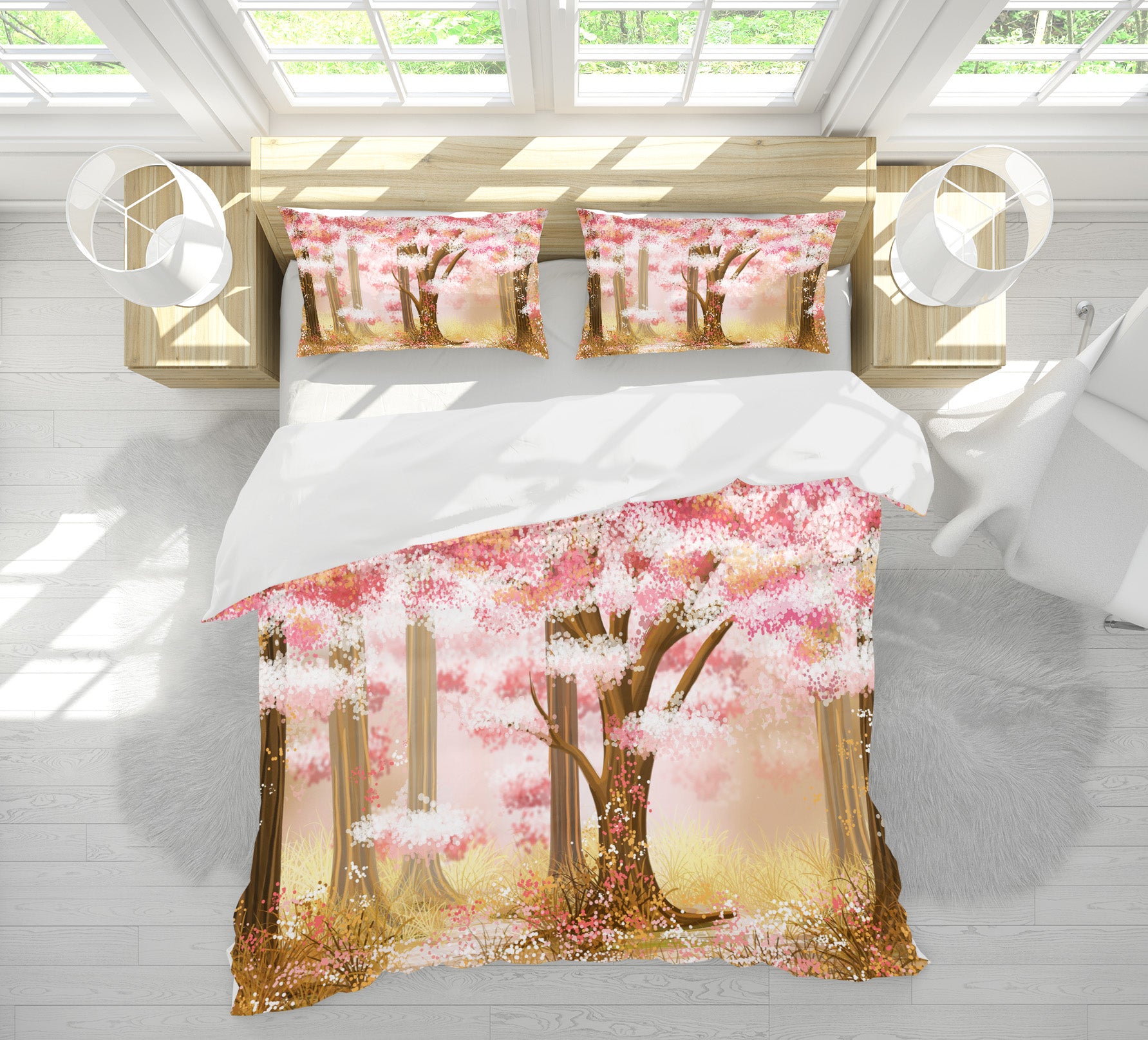 3D Pink Tree 60204 Bed Pillowcases Quilt