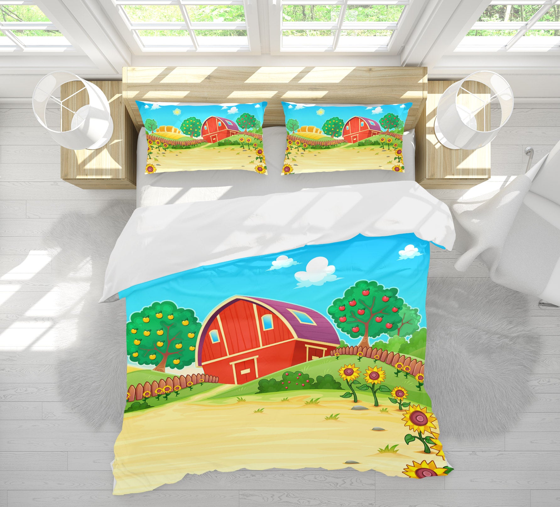 3D Houses Sunflower 19150 Bed Pillowcases Quilt