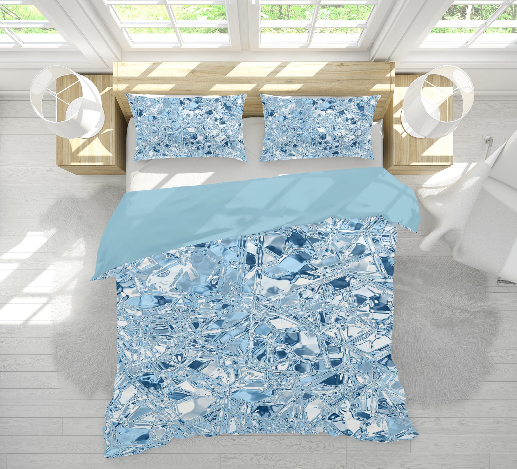 3D Blue Shards 13194 Bed Pillowcases Quilt