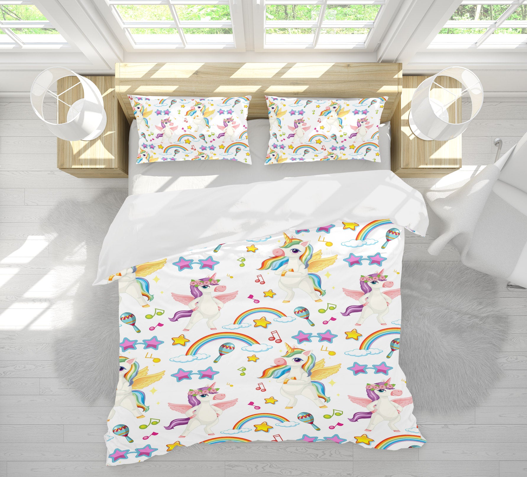3D Rainbow Unicorn 60209 Bed Pillowcases Quilt