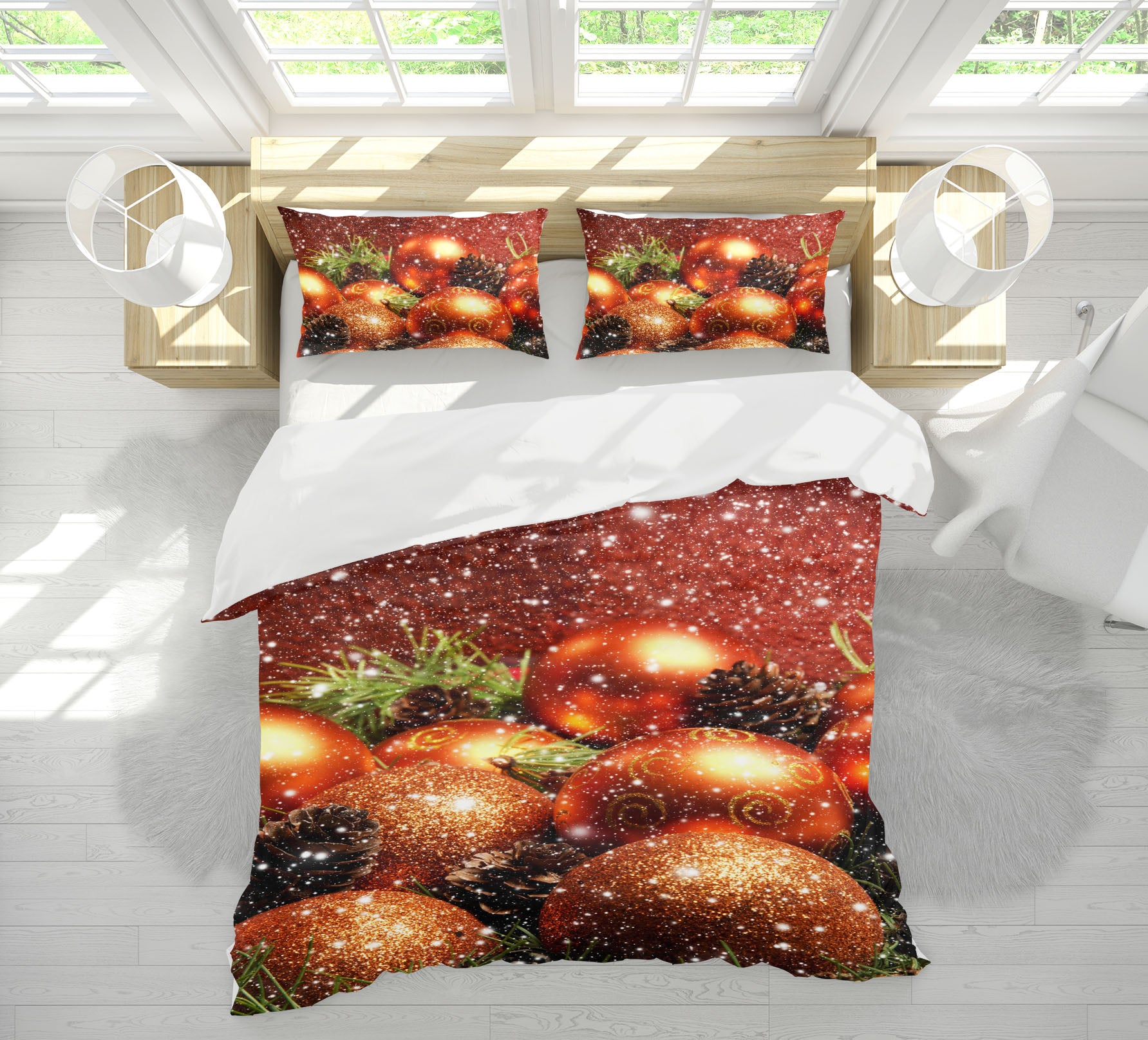 3D Golden Ball 51072 Christmas Quilt Duvet Cover Xmas Bed Pillowcases