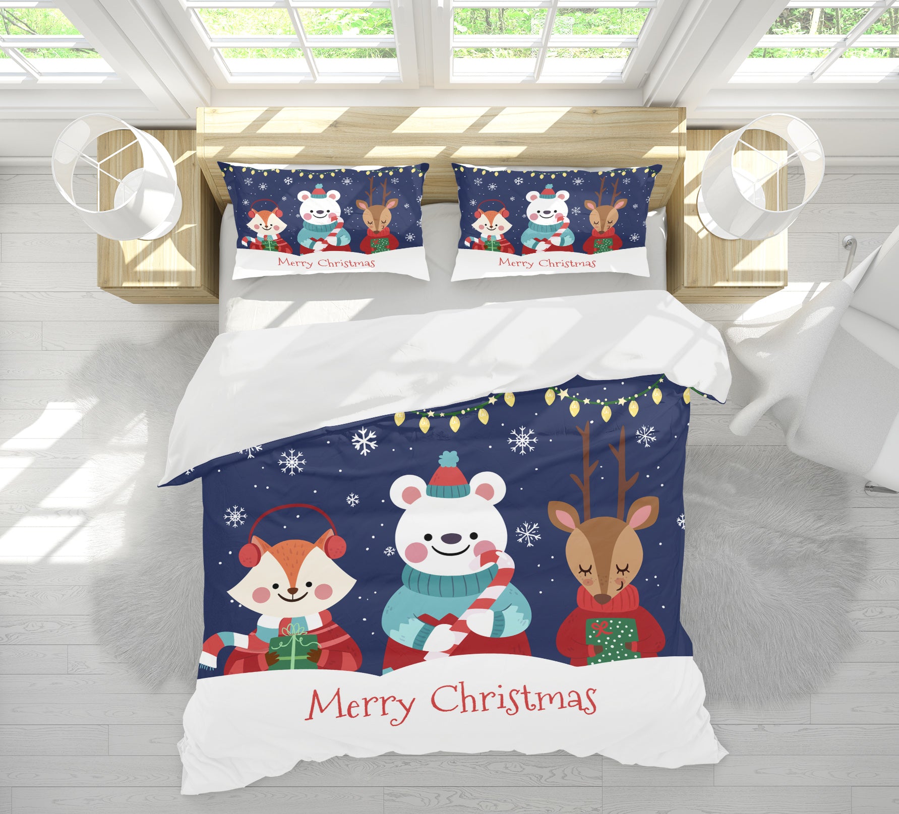 3D Bear Deer Fox 61005 Bed Pillowcases Quilt