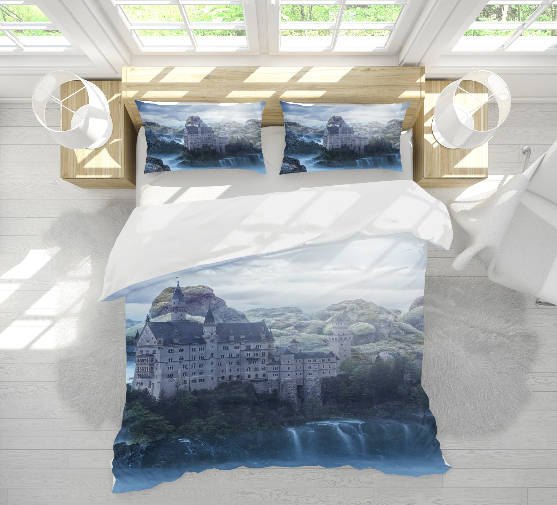 3D House Waterfall 19141 Bed Pillowcases Quilt