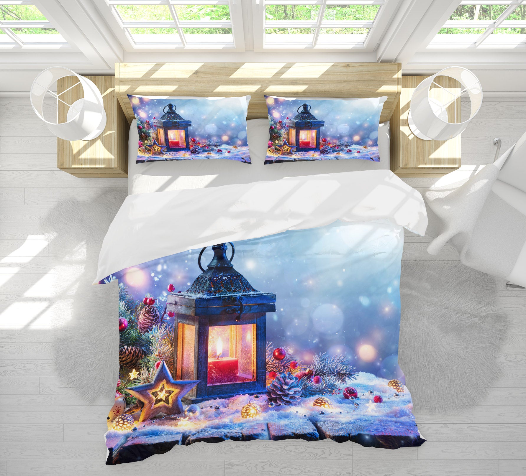 3D Snow Candle Pineta 51159 Christmas Quilt Duvet Cover Xmas Bed Pillowcases