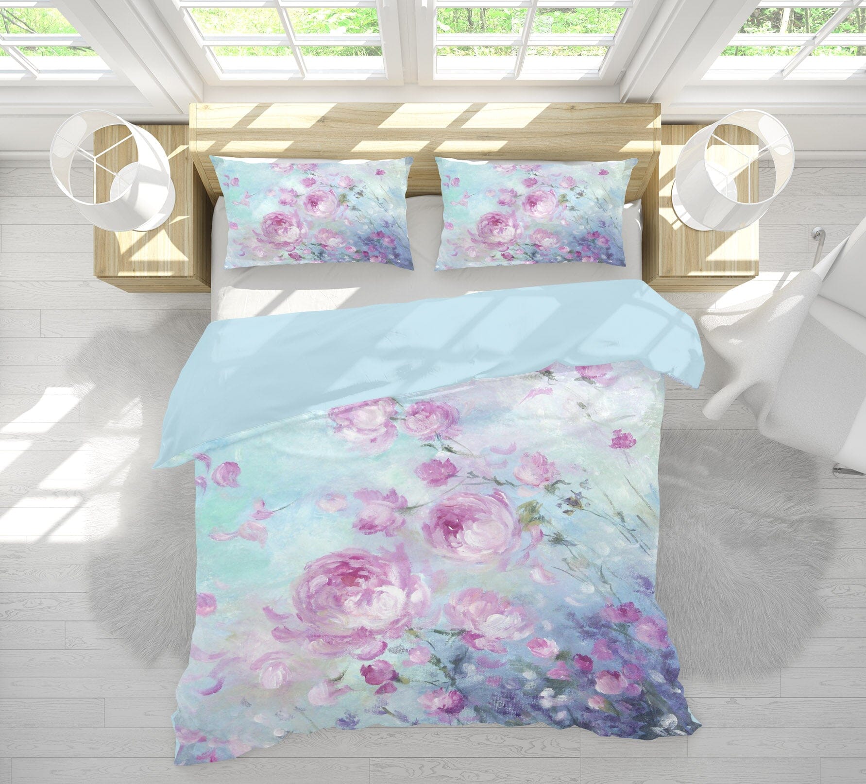 3D Purple Flowers 025 Debi Coules Bedding Bed Pillowcases Quilt Quiet Covers AJ Creativity Home 