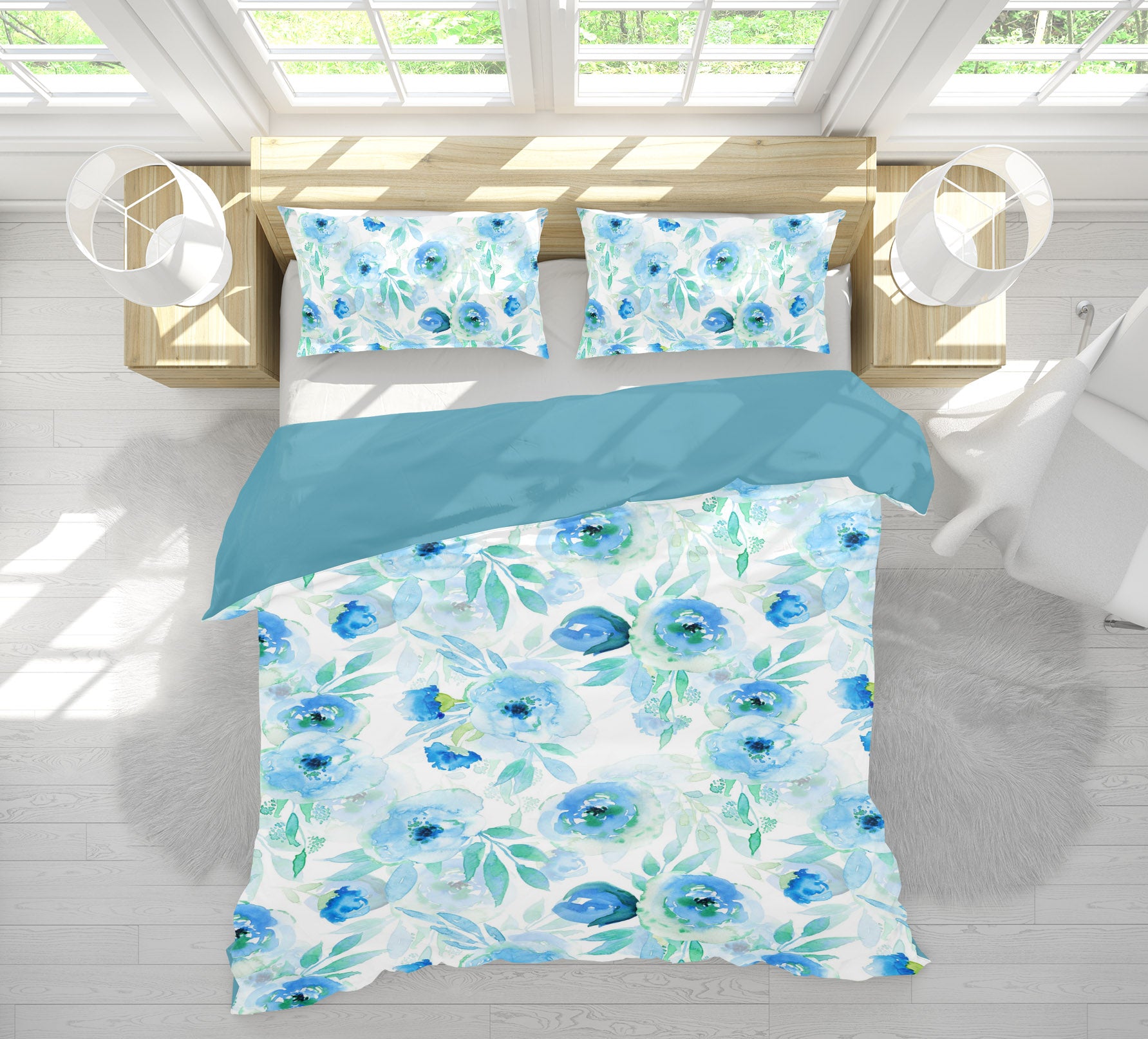 3D Blue Flowers 18187 Uta Naumann Bedding Bed Pillowcases Quilt
